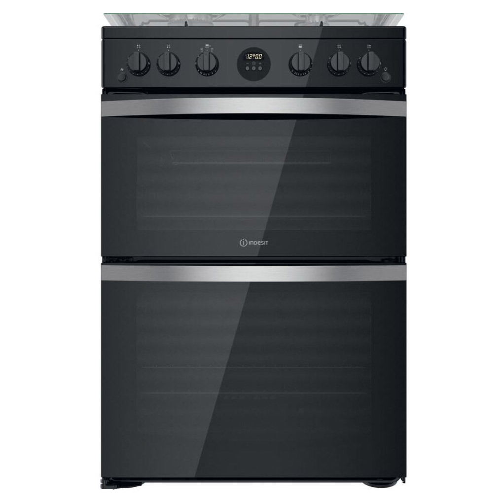 Image of Indesit ID67G0MCBUK 60cm Double Oven Gas Cooker in Black Hob 84 42L