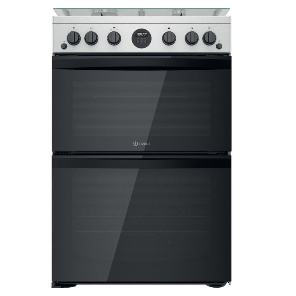 Image of Indesit ID67G0MCXUK 60cm Double Oven Gas Cooker in St Steel Gas Hob 84