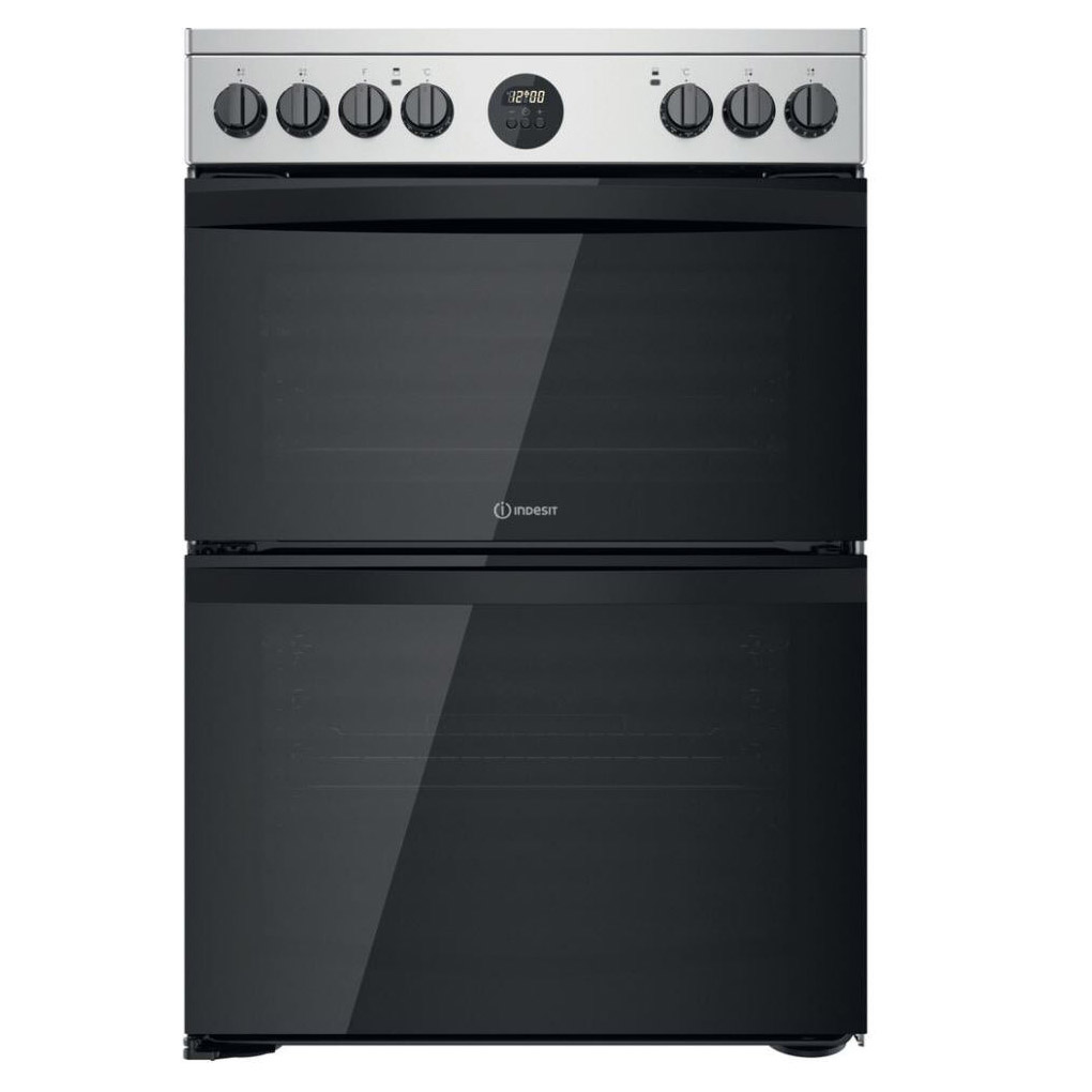 Indesit ID67V9HCXUK 60cm Double Oven Electric Cooker in St St Ceramic