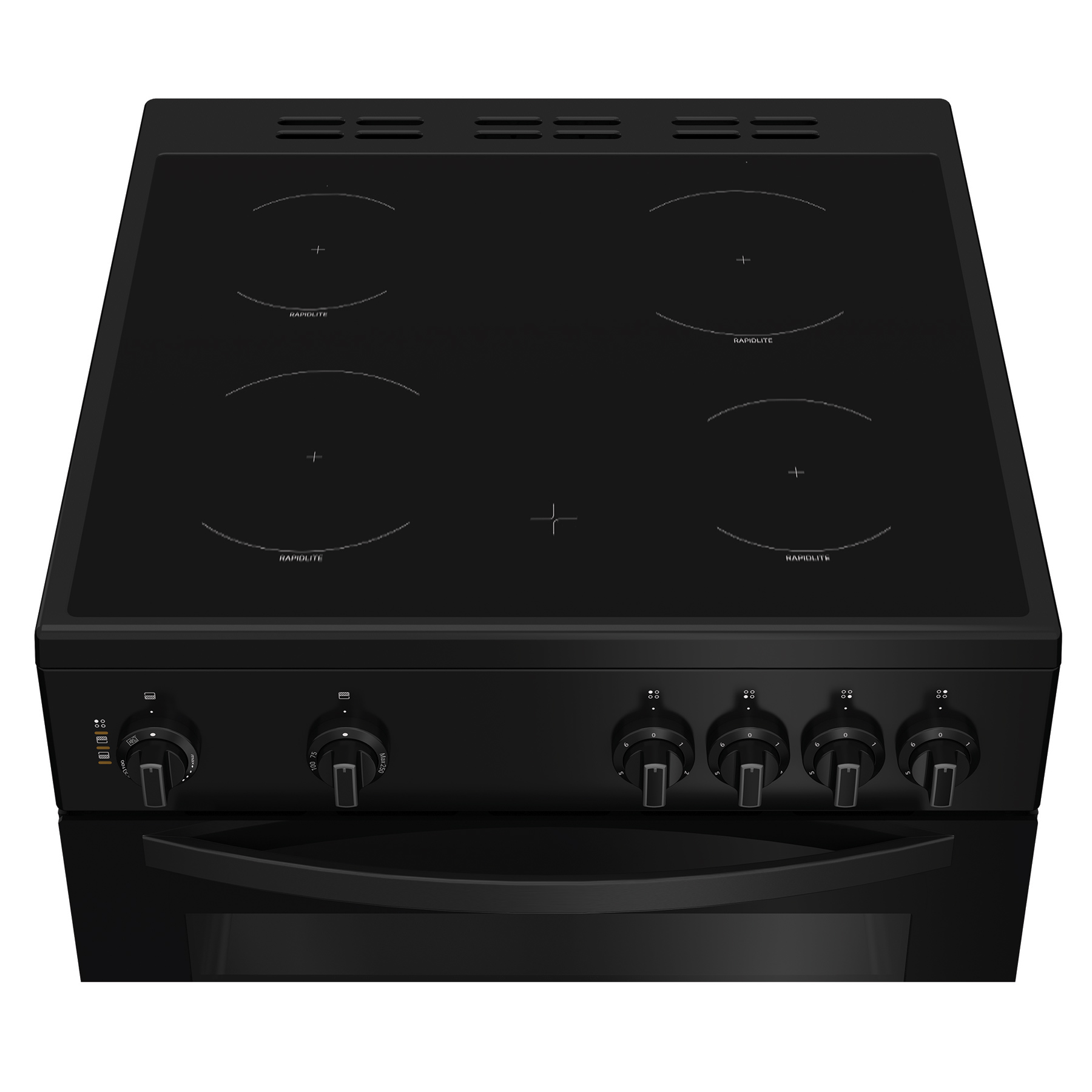 Indesit IDE6VMB 60cm Double Oven Electric Cooker in Black 4 Zone Ceram, photo 3