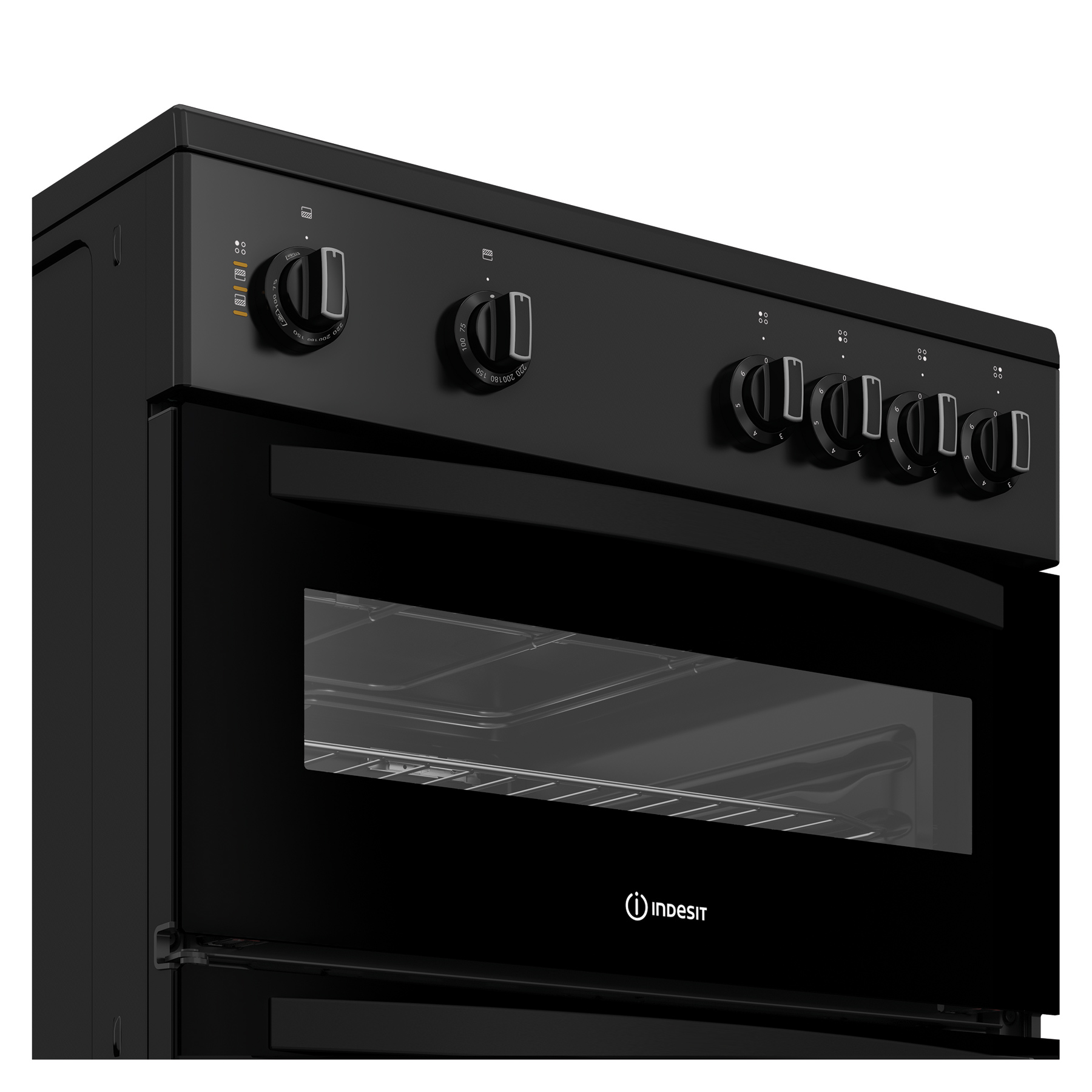 Indesit IDE6VMB 60cm Double Oven Electric Cooker in Black 4 Zone Ceram, photo 4