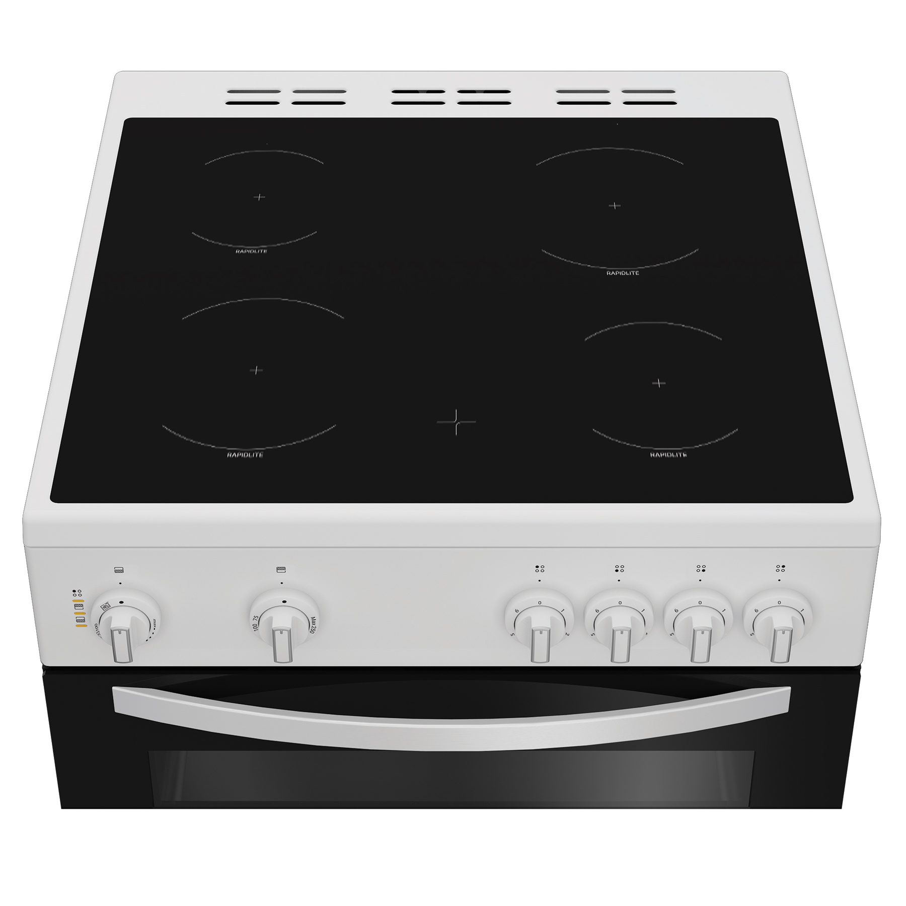 Indesit IDE6VMW 60cm Double Oven Electric Cooker in White 4 Zone Ceram, photo 3
