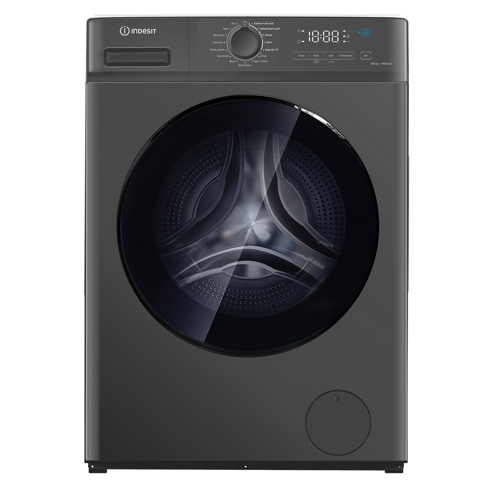 Indesit IDMA8564SMY Washer Dryer in Silver 1400 Spin 8kg 5kg D Rated P