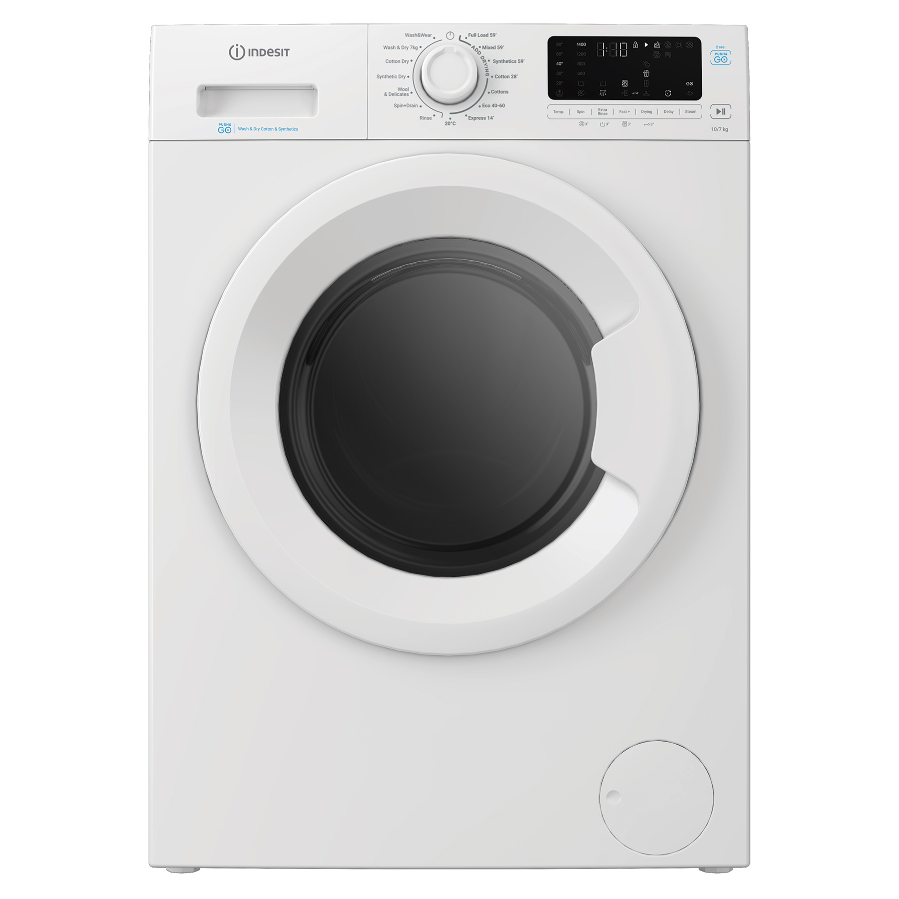 Indesit IDP10747PUSH Washer Dryer in White 1400 Spin 10kg 7kg D Rated