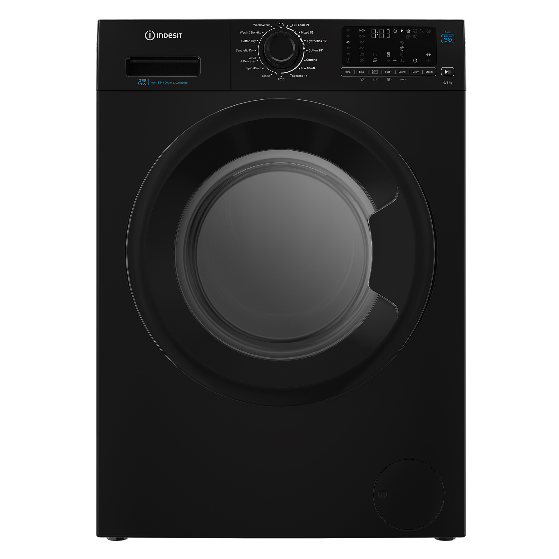 Indesit IDP9646BPUSH Washer Dryer in Black 1400 Spin 9kg 6kg D Rated P
