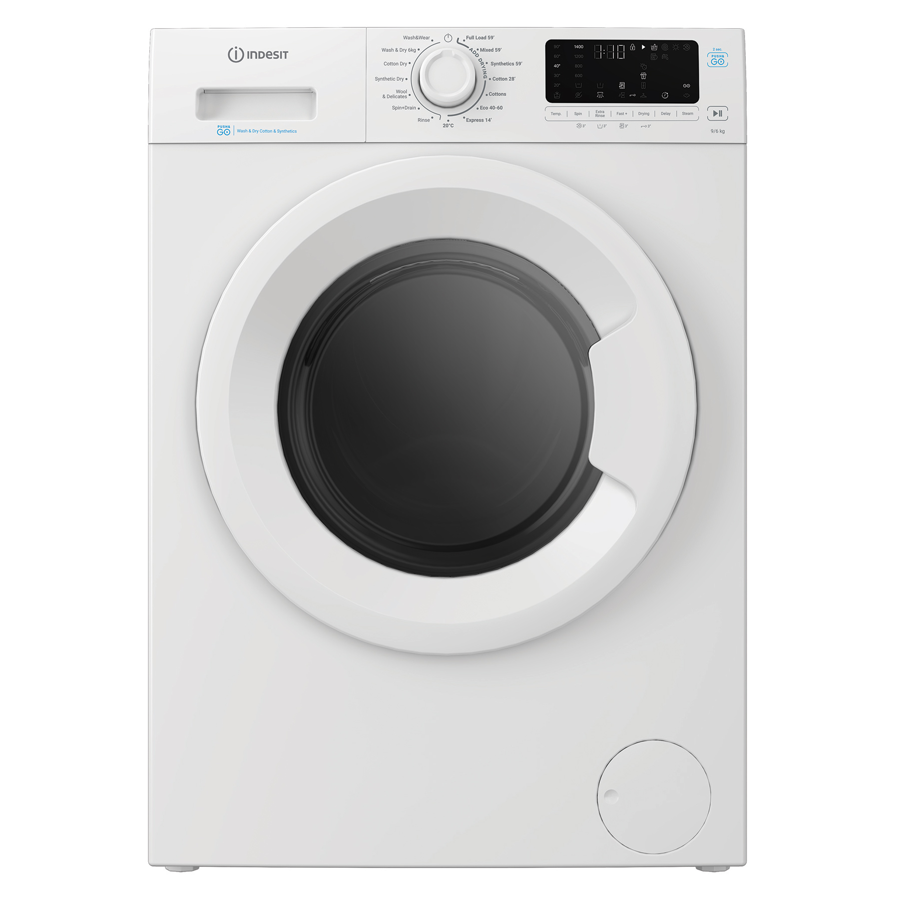 Indesit IDP9646PUSH Washer Dryer in White 1400 Spin 9kg 6kg D Rated Pu