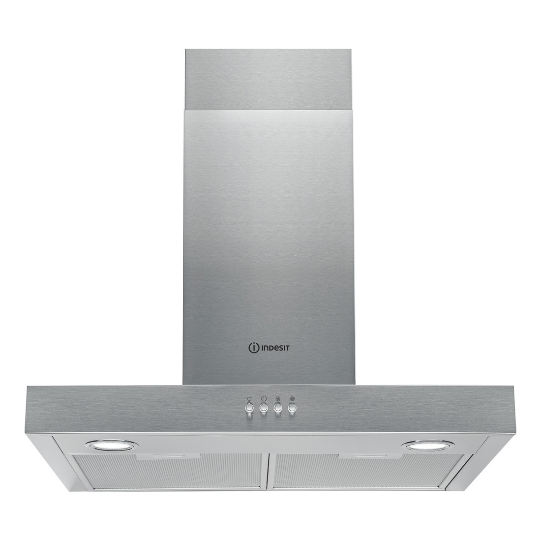 Indesit IHBS6 5LMX 60cm Chimney Hood in St Steel 3 Speed Fan D Rated