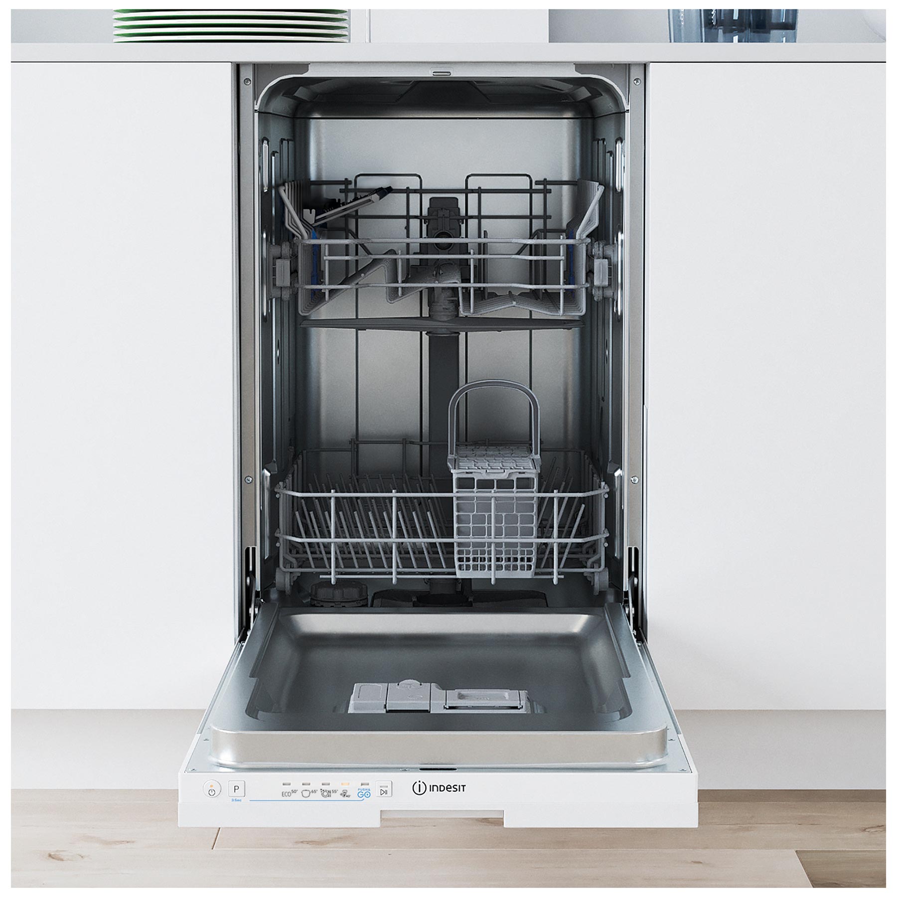 Indesit IN2IE10CS80 45cm Fully Integrated Dishwasher 10 Place E Rated, photo 2