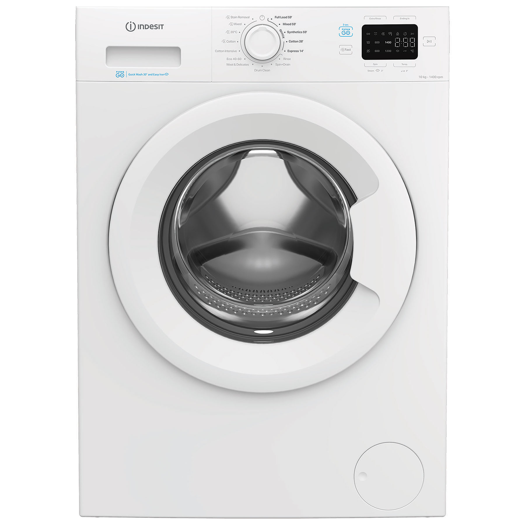 Indesit IP1046PUSHGO 10kg 1400 Spin Washing Machine in White A Rated P