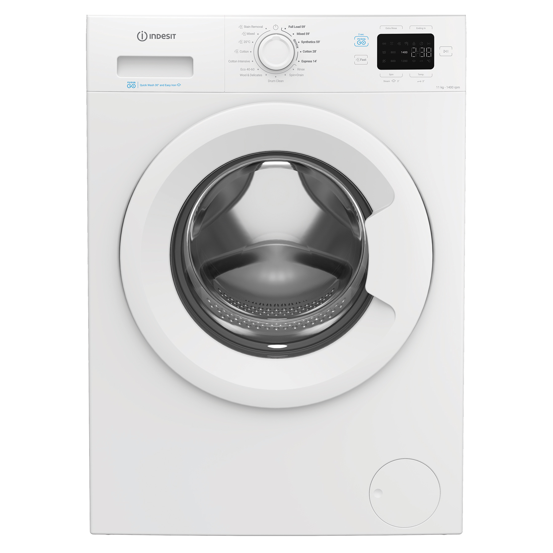 Indesit IP1146PUSHGO 11kg 1400 Spin Washing Machine in White A Rated P