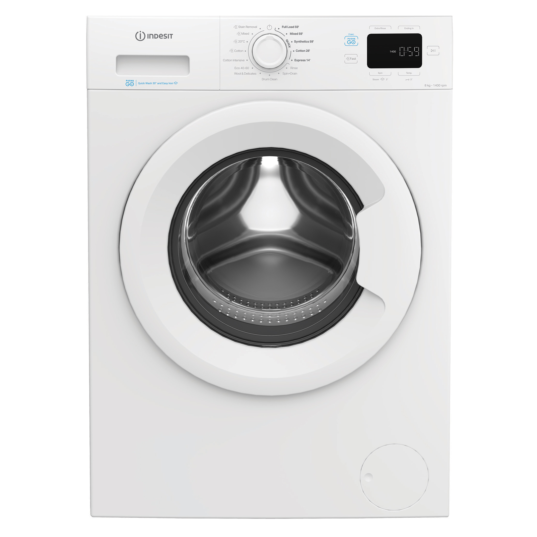 Indesit IP846PUSHGO 8kg 1400 Spin Washing Machine in White A Rated Pus