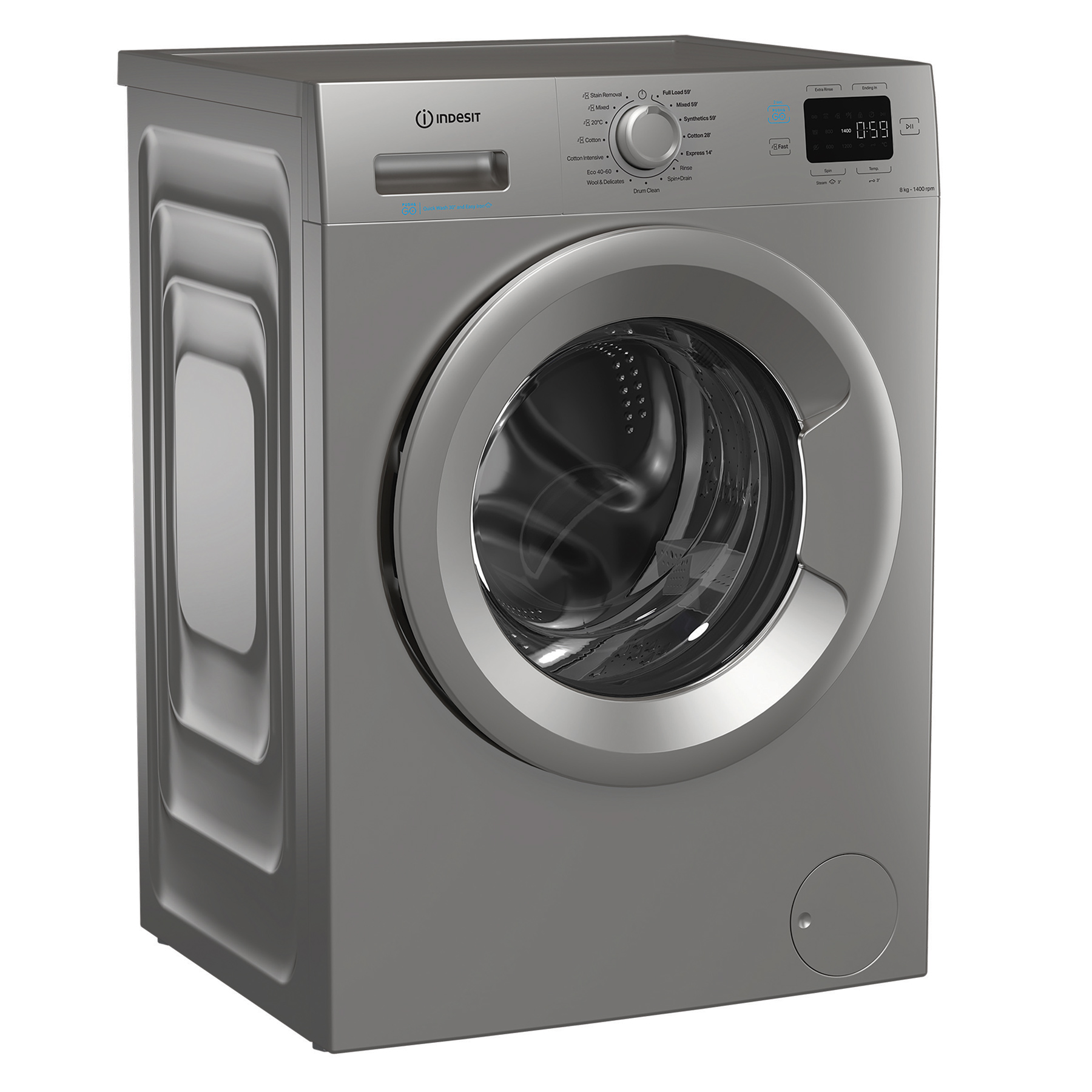 Indesit IP846SPUSHGO 8kg 1400 Spin Washing Machine in Silver A Rated P, photo 3