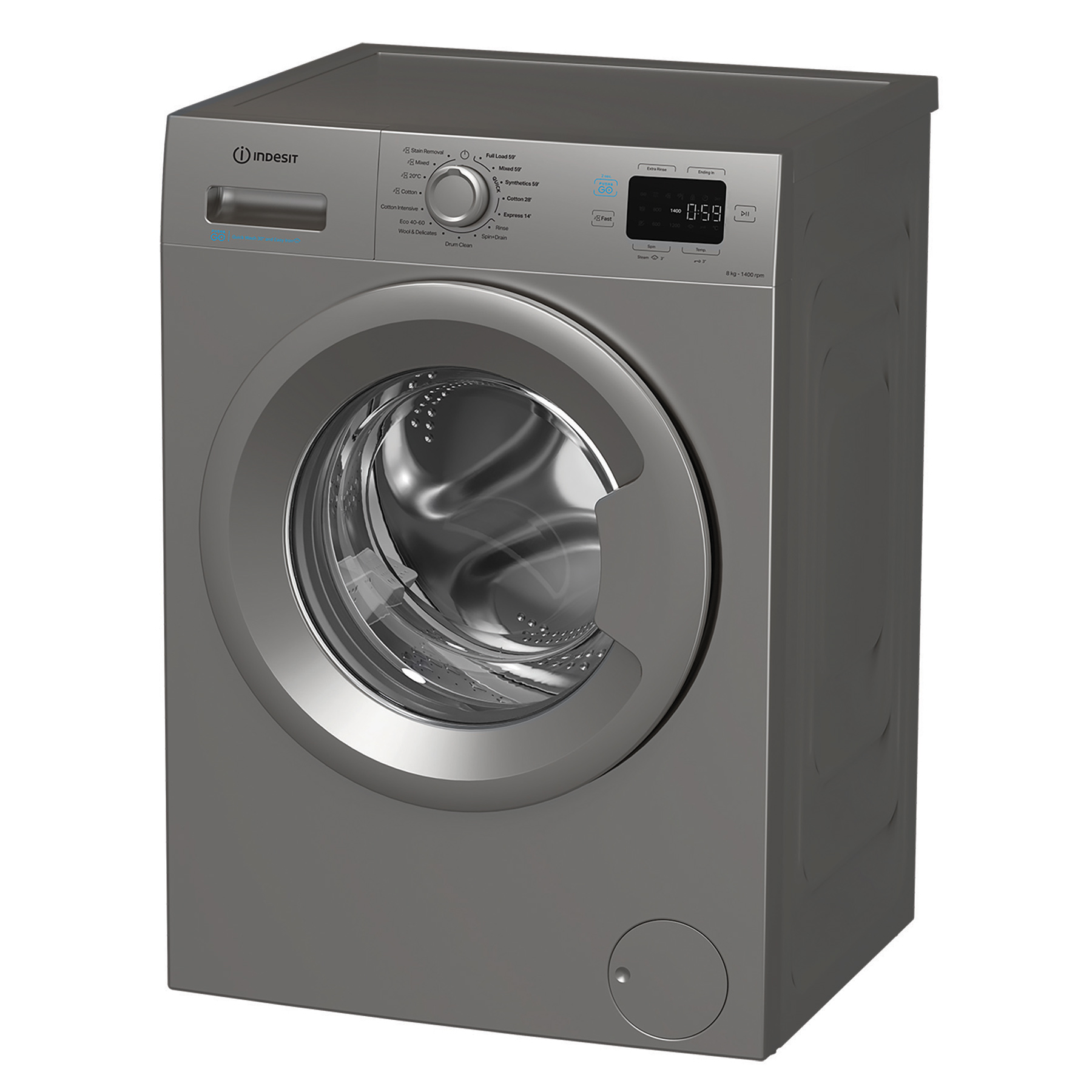 Indesit IP846SPUSHGO 8kg 1400 Spin Washing Machine in Silver A Rated P, photo 4