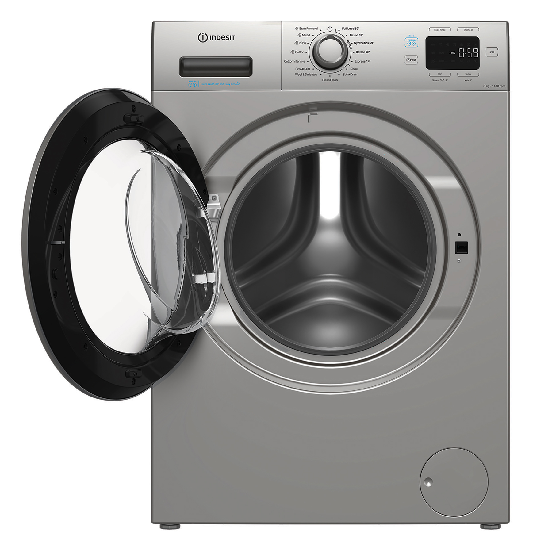 Indesit IP846SPUSHGO 8kg 1400 Spin Washing Machine in Silver A Rated P, photo 5