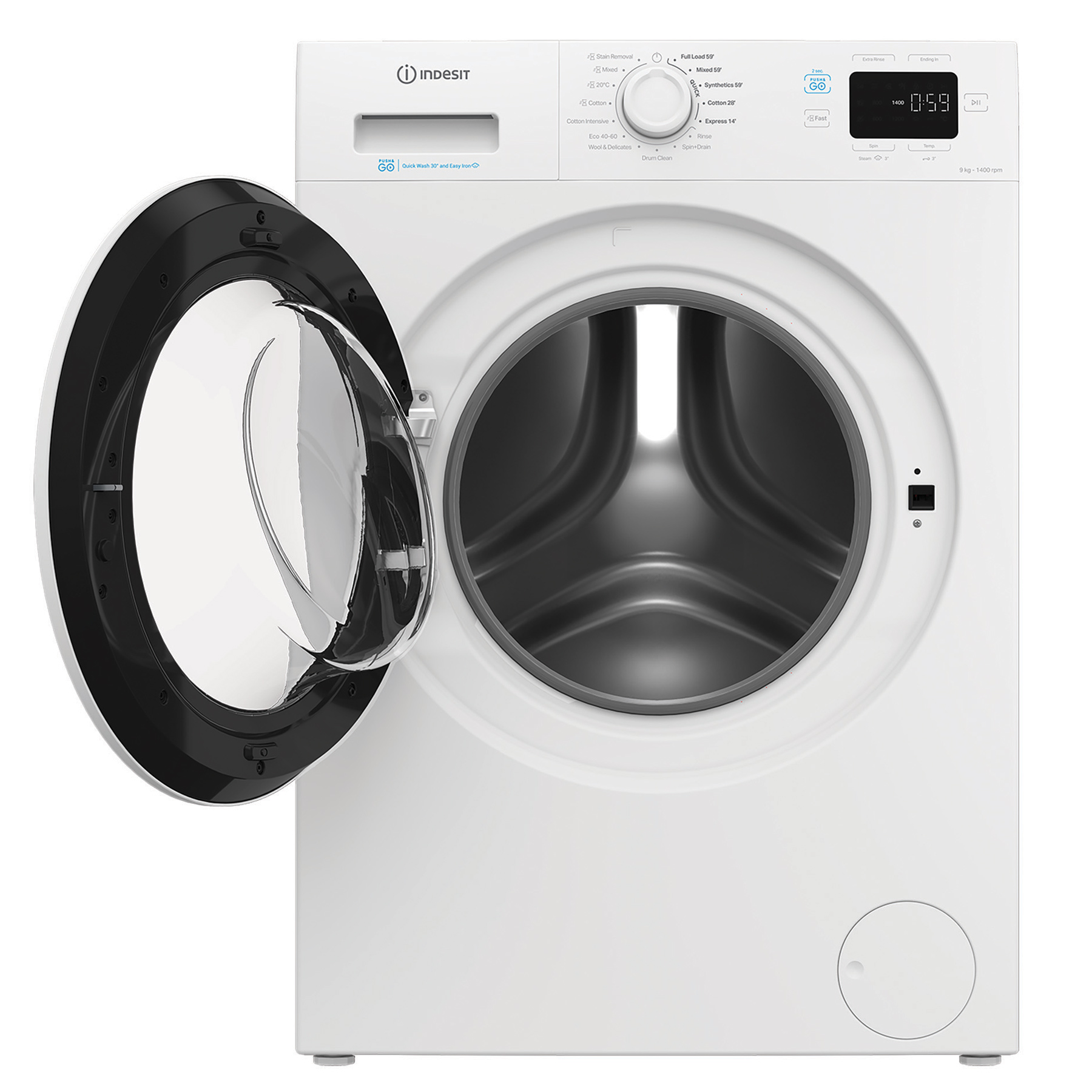 Indesit IP946PUSHGO 9kg 1400 Spin Washing Machine in White A Rated Ari, photo 5