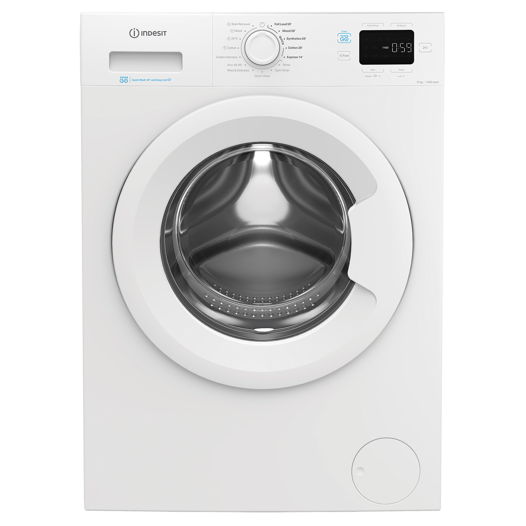 Indesit IP946PUSHGO 9kg 1400 Spin Washing Machine in White A Rated Ari