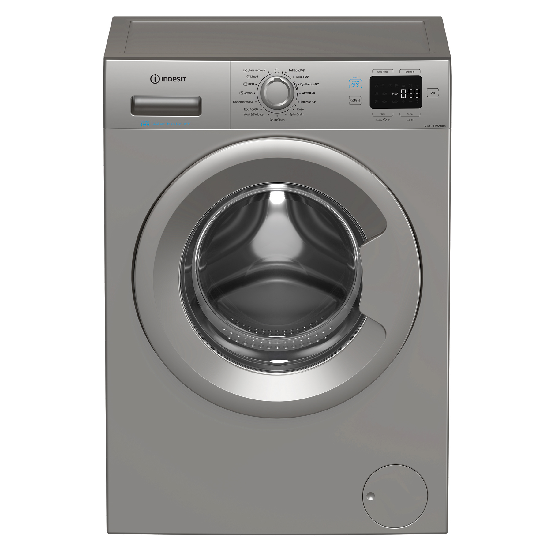 Indesit IP946SPUSHGO 9kg 1400 Spin Washing Machine in Silver A Rated A, photo 2