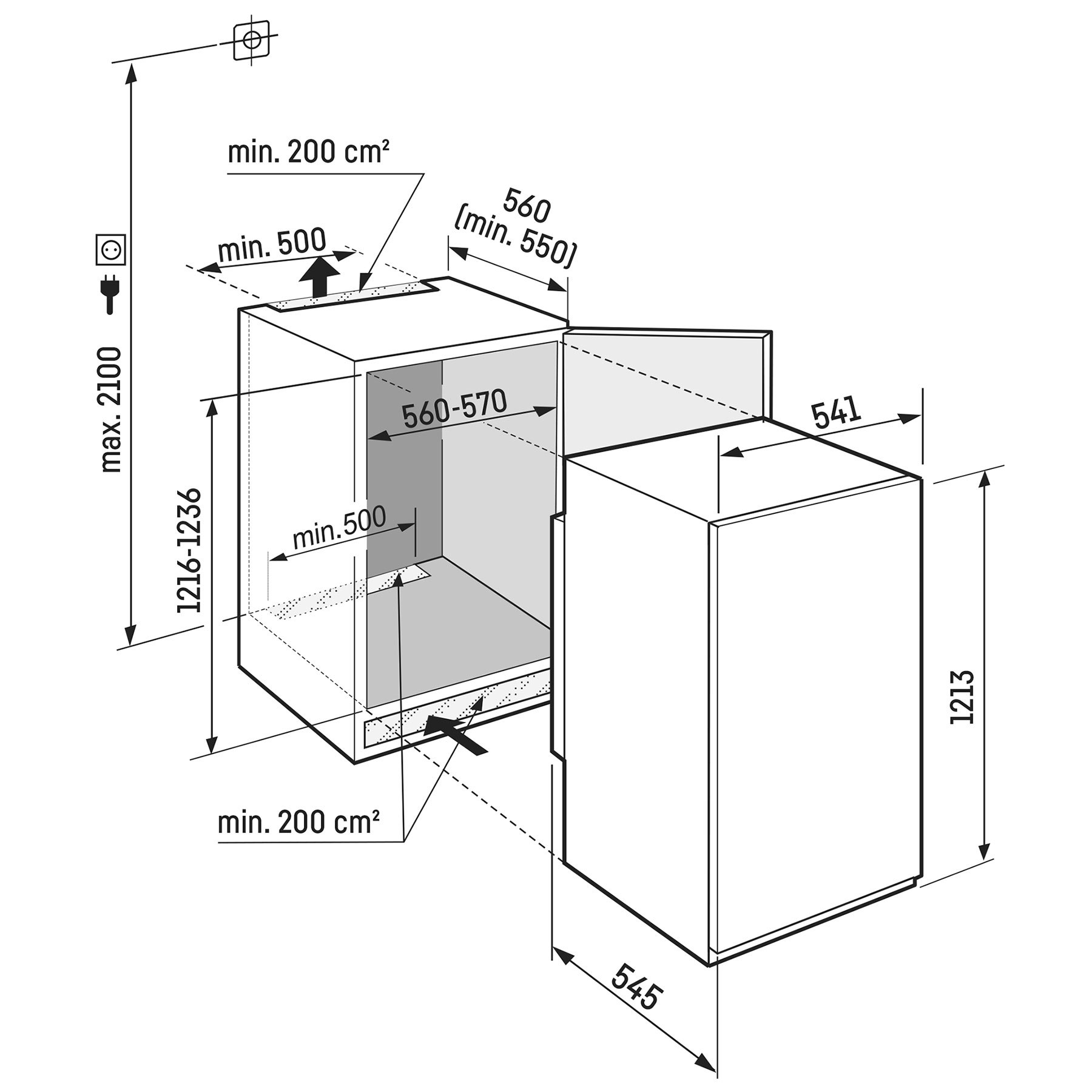 Liebherr IRBSD4120 122cm High Integrated Upright Fridge 56cm Wide, photo 3
