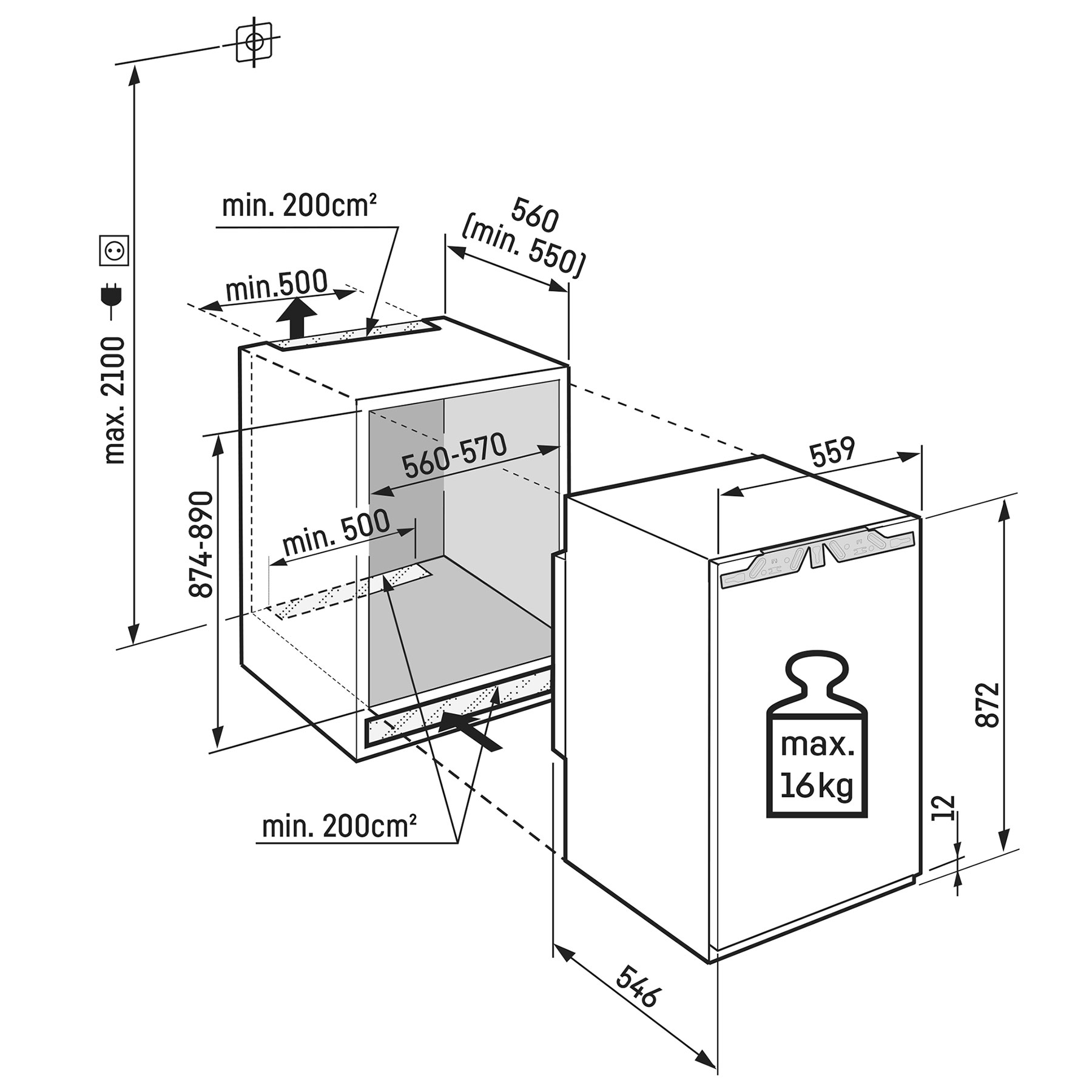 Liebherr IRC3921 88cm High Integrated Undercounter Fridge with Ice Box, photo 3