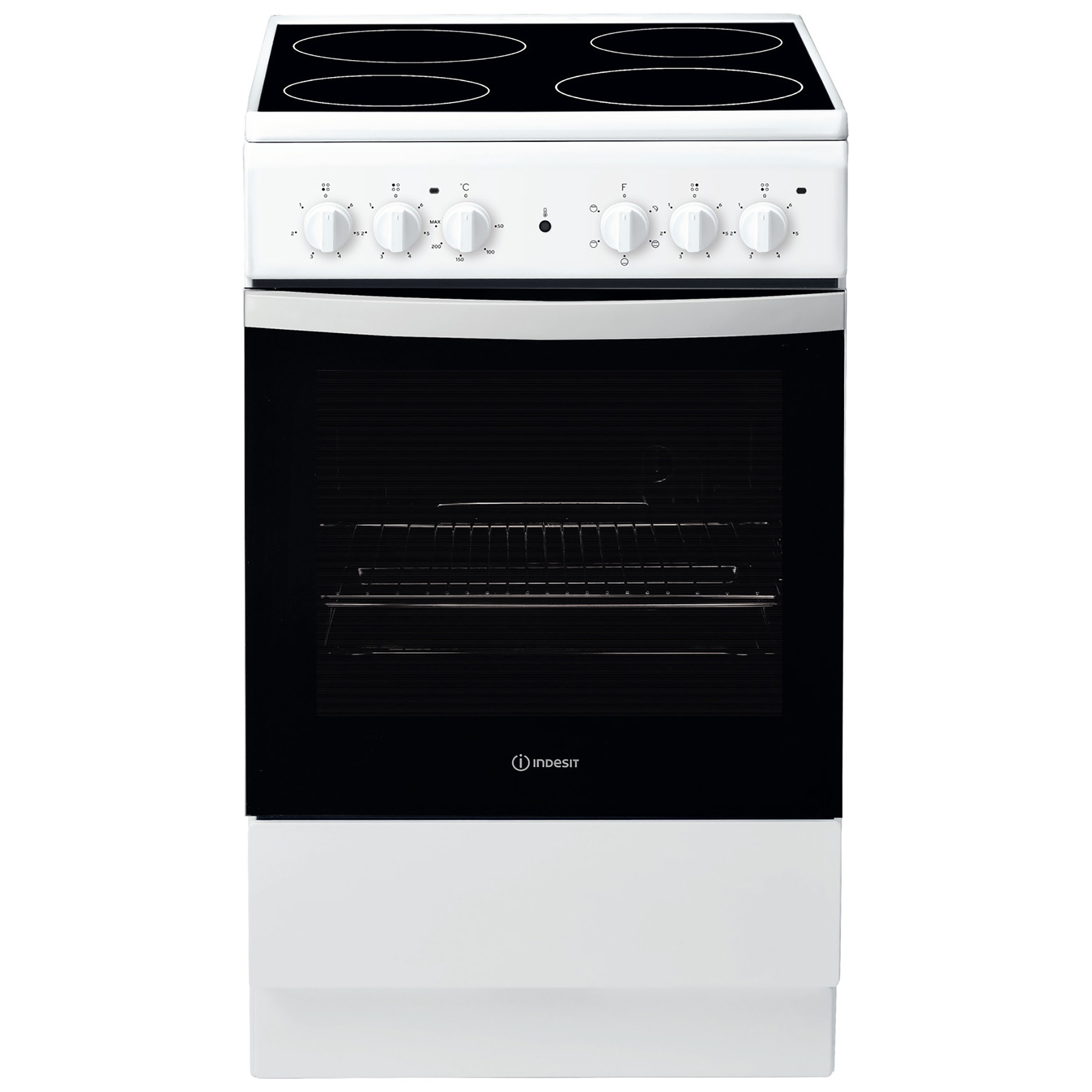 Image of Indesit IS5V4KHW 50cm Single Oven Electric Cooker in White Ceramic Hob