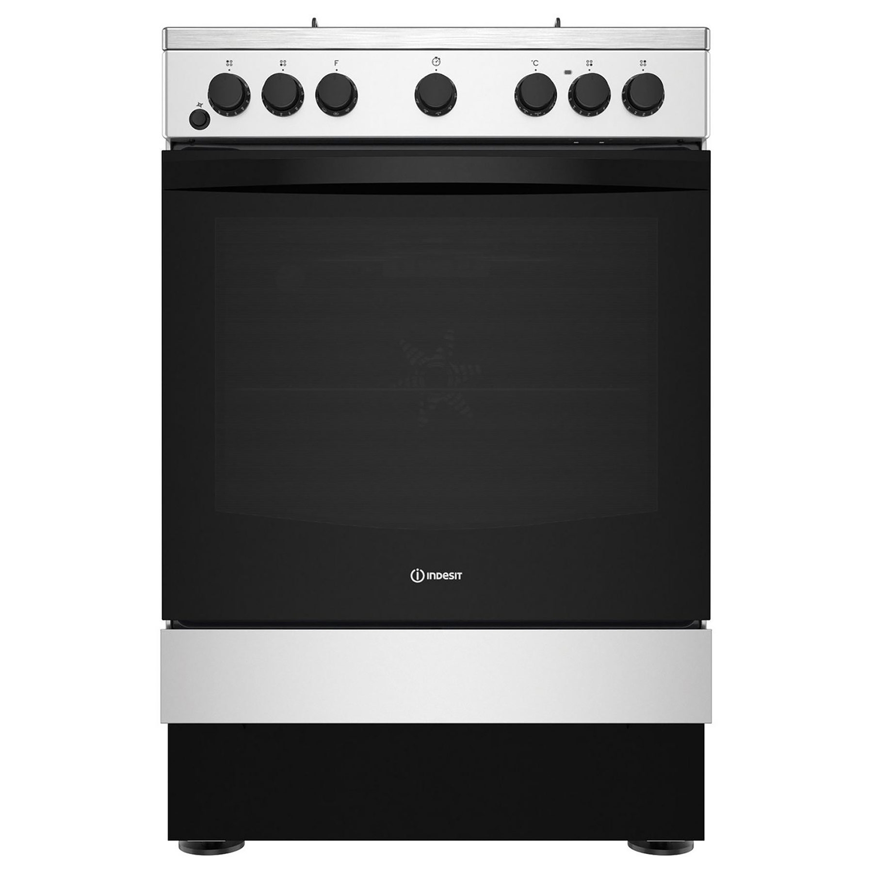 Image of Indesit IS67G5PHX 60cm Dual Fuel Cooker in Inox Single Oven FSD