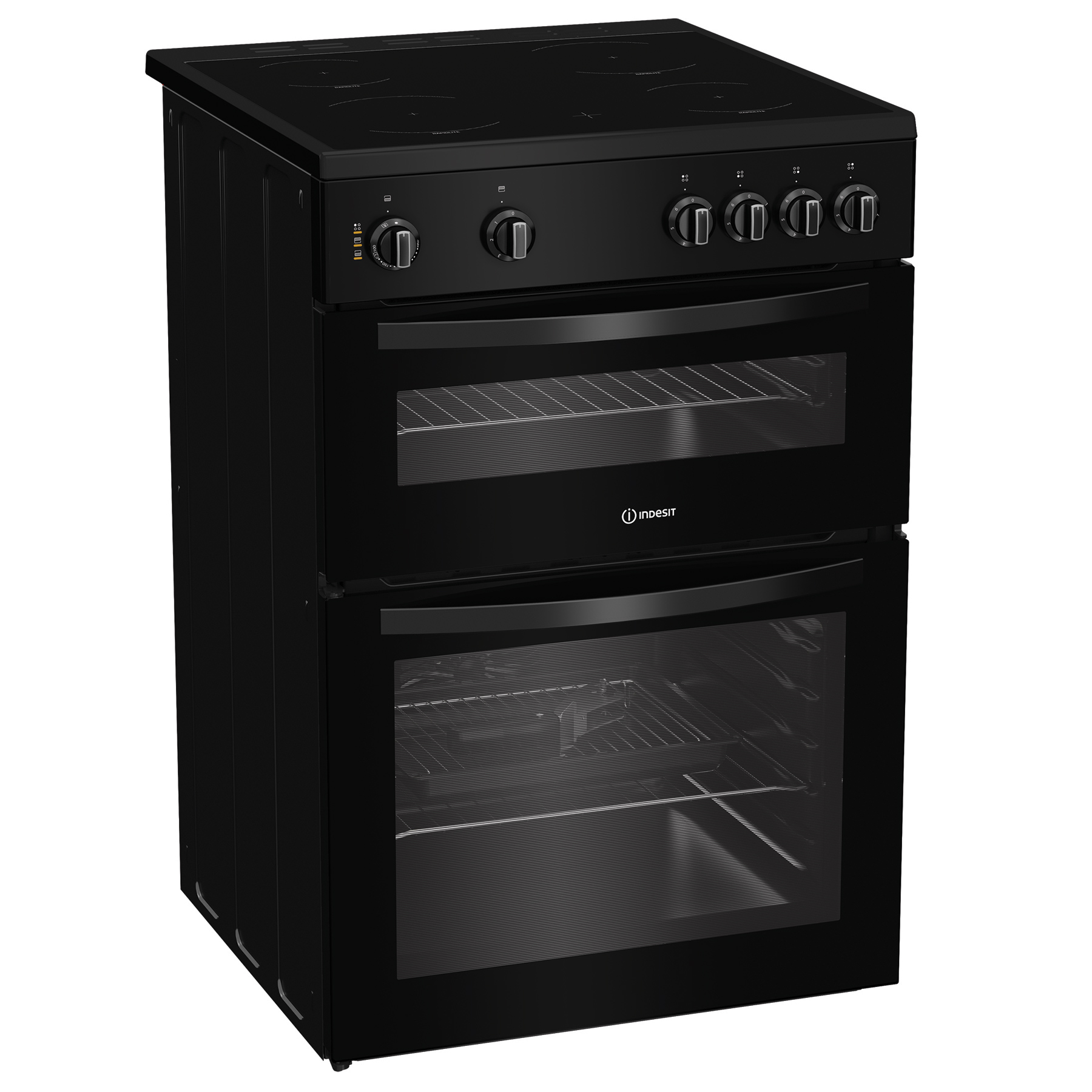 Indesit ITE6VMB 60cm Twin Cavity Electric Cooker in Black Ceramic Hob, photo 2