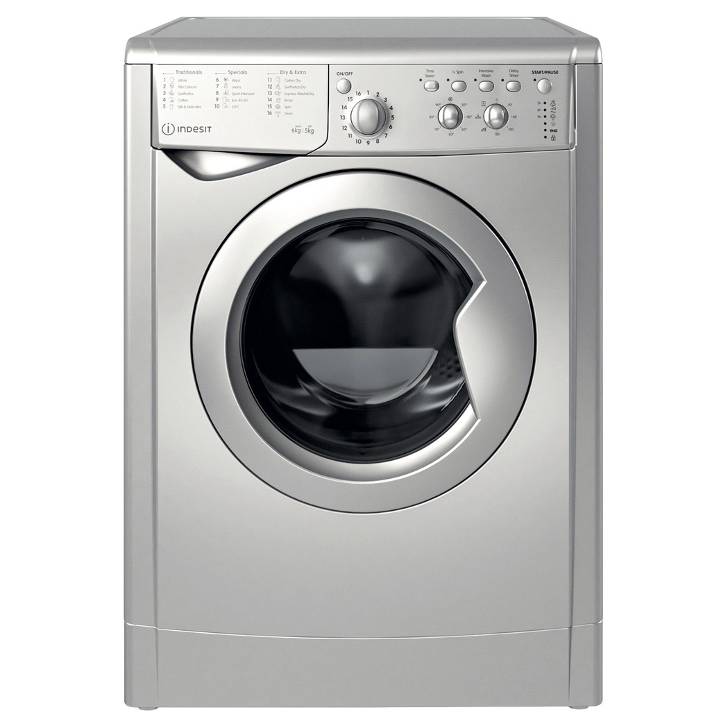 indesit iwdc65125s washer dryer in silver 1200rpm 6kg 5kg f rated