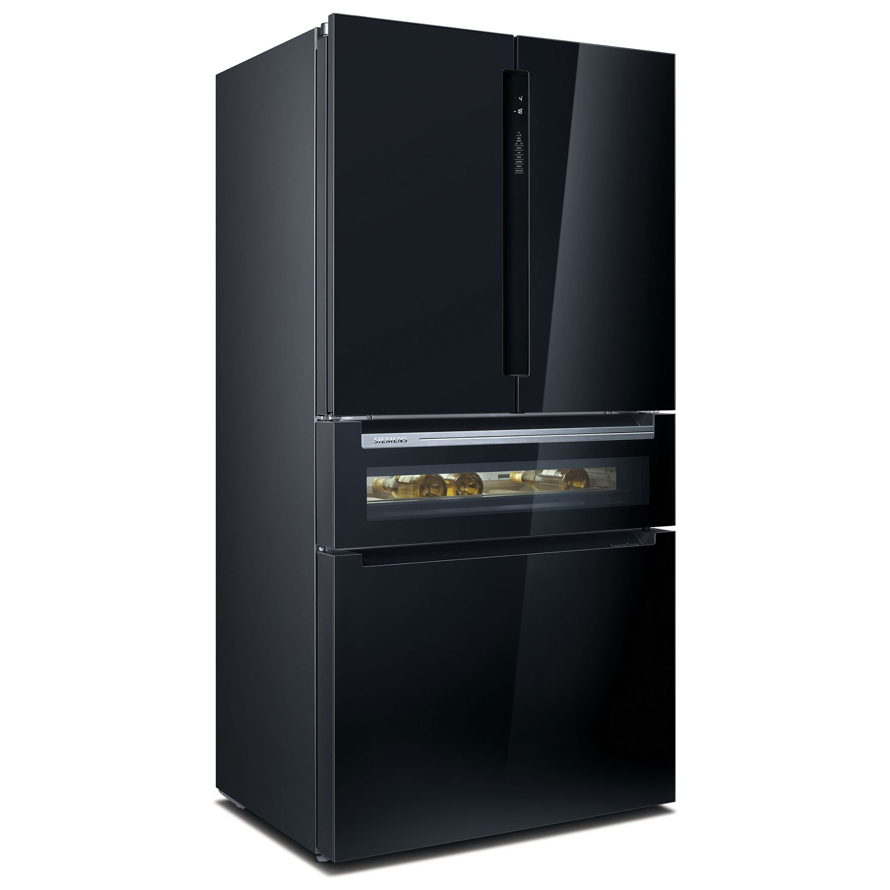 Siemens KF96RSBEA iQ700 American Fridge Freezer in Black Glass With Ic