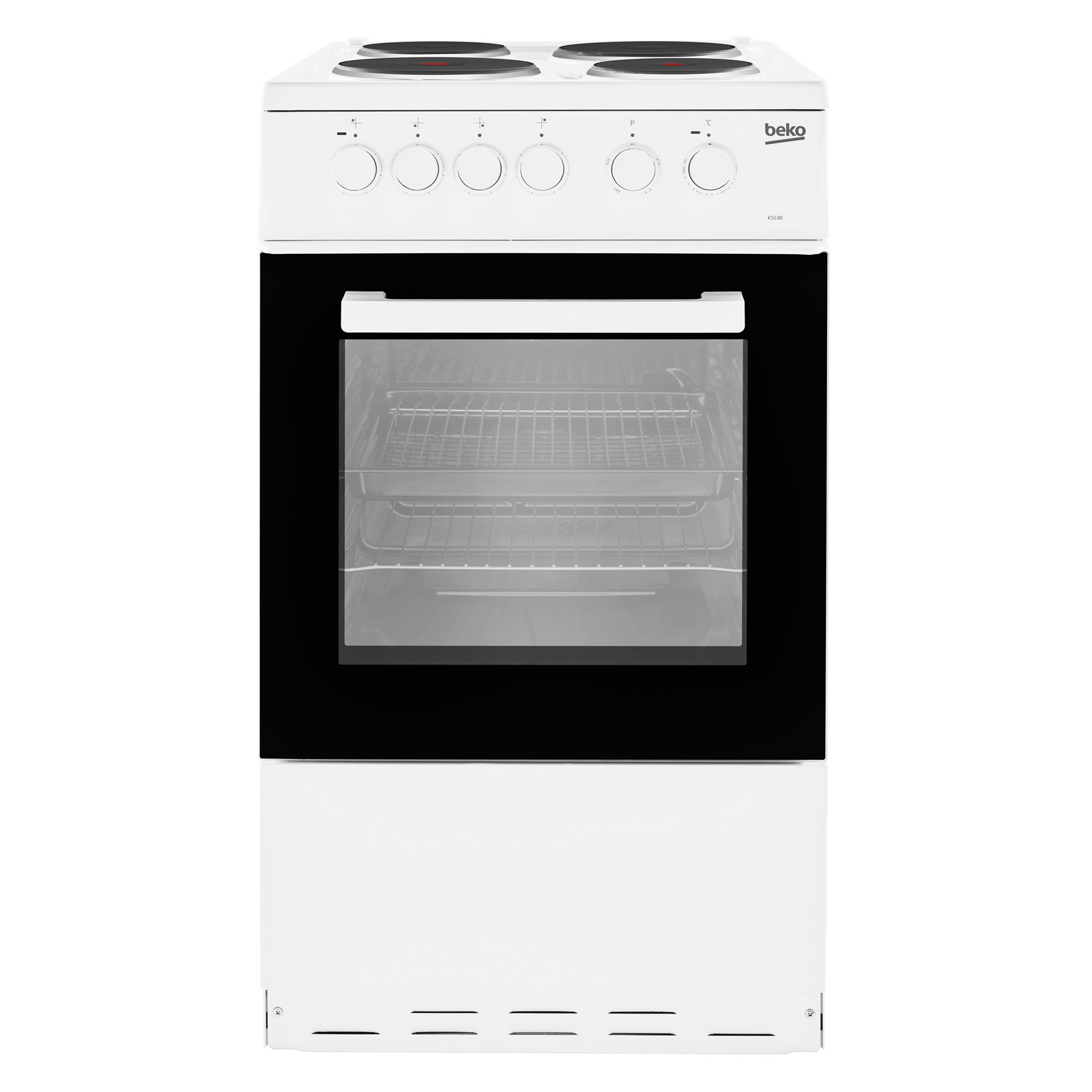 Image of Beko KS530W 50cm Single Oven Electric Cooker in White Solid Plate