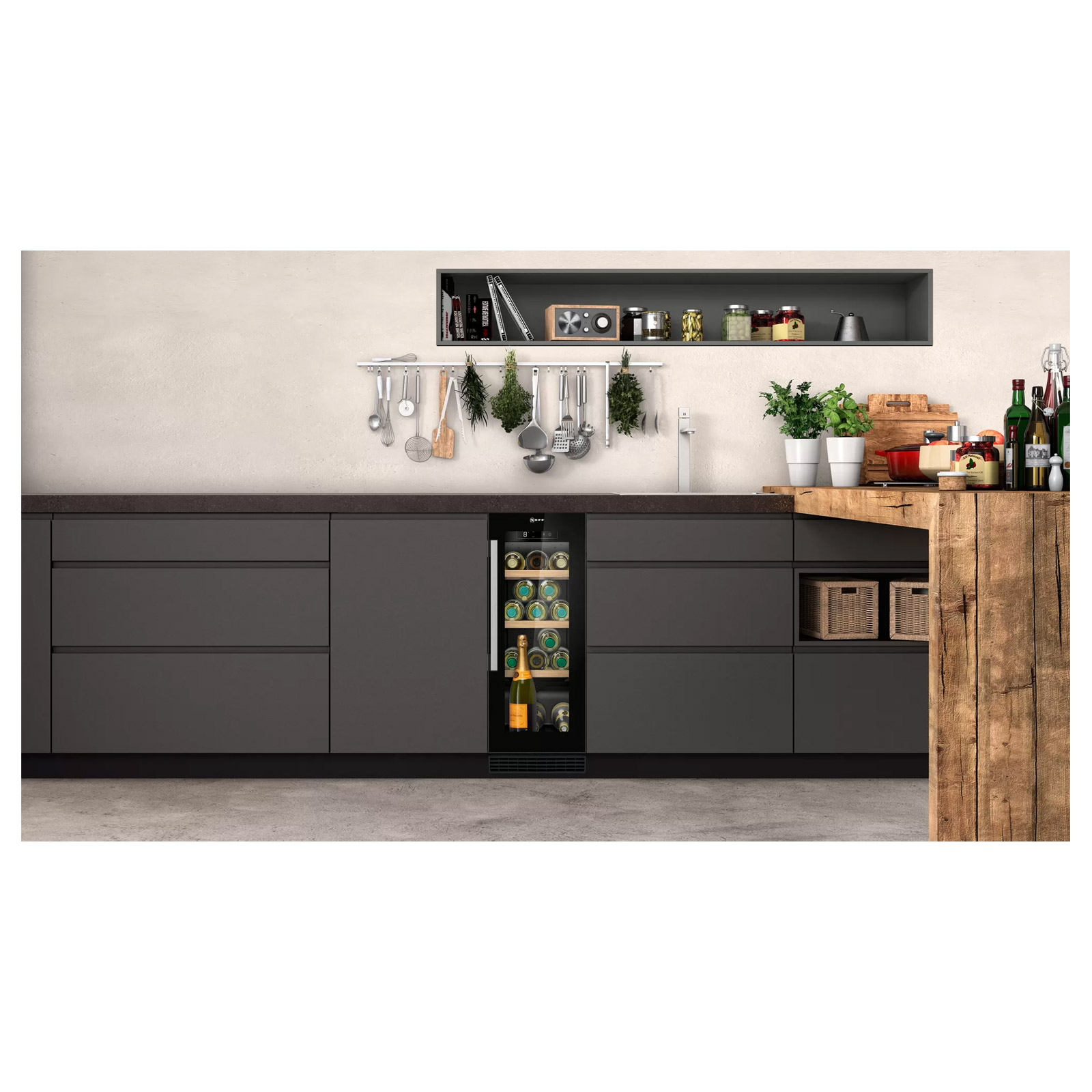 Neff KU9202HF0G N70 30cm Wide Built In Wine Cooler in Black 21 Bottles, photo 2