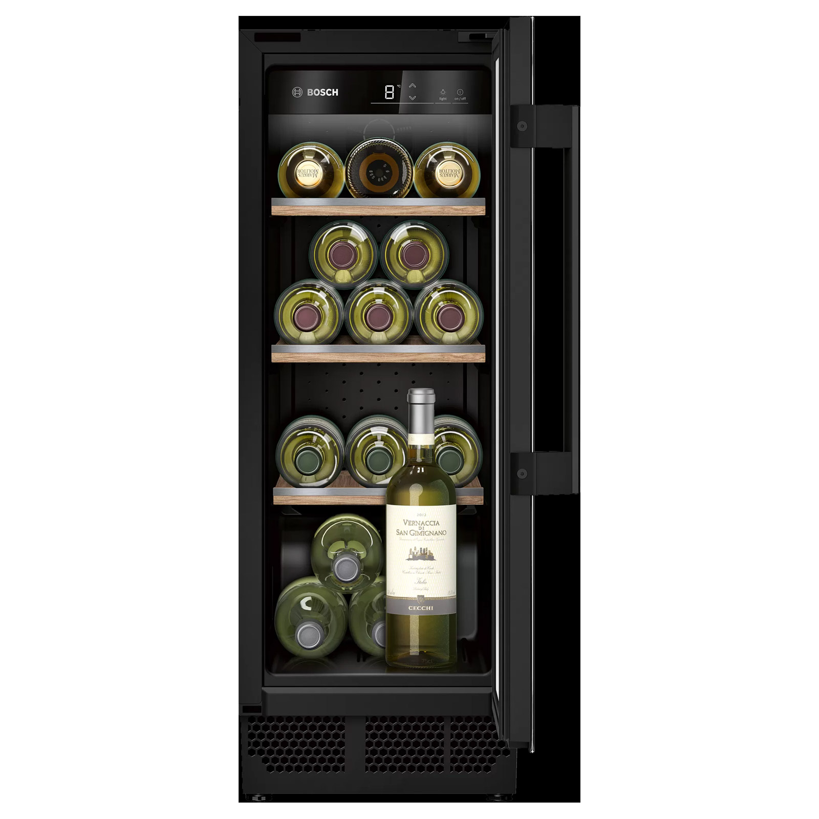 Bosch KUW20VHF0G Series 6 30cm Wide Wine Cooler in Aluminium 21 Bottle