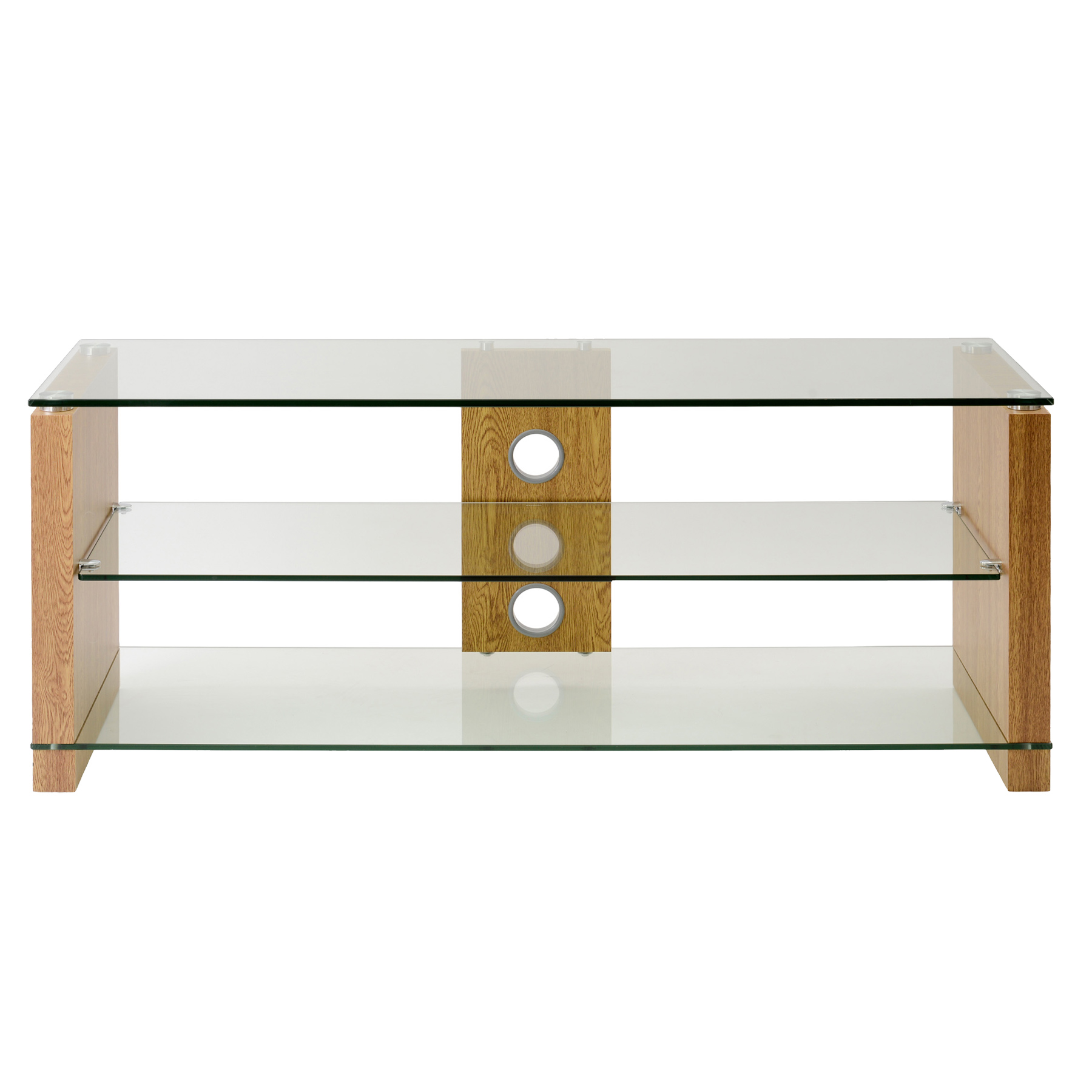Image of TTAP L611 1000 3O Elegance 1000mm TV Stand in Light Oak with Clear Gla