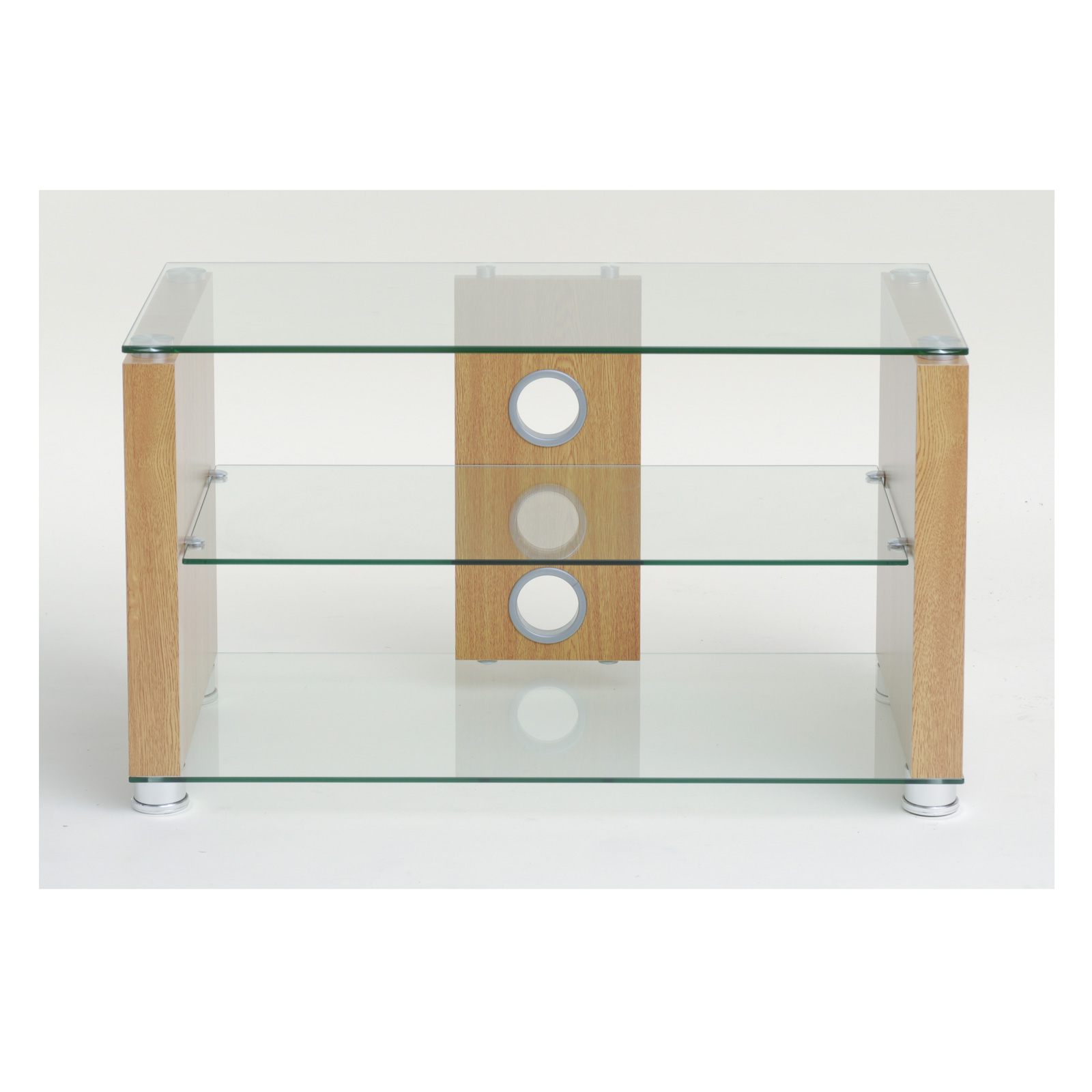 TTAP L611 800 3OC Elegance 800mm TV Stand in Light Oak with Clear Glas
