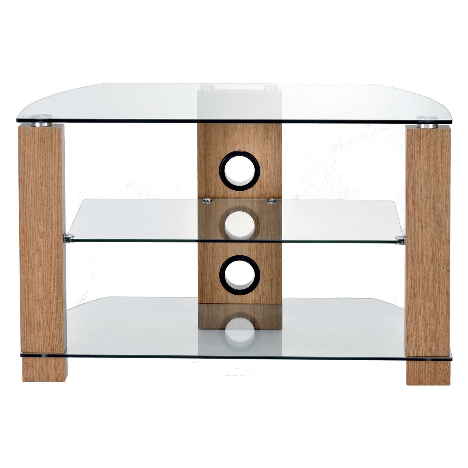 Image of TTAP L630 1050 3O Vision 1050mm TV Stand in Light Oak with Clear Glass