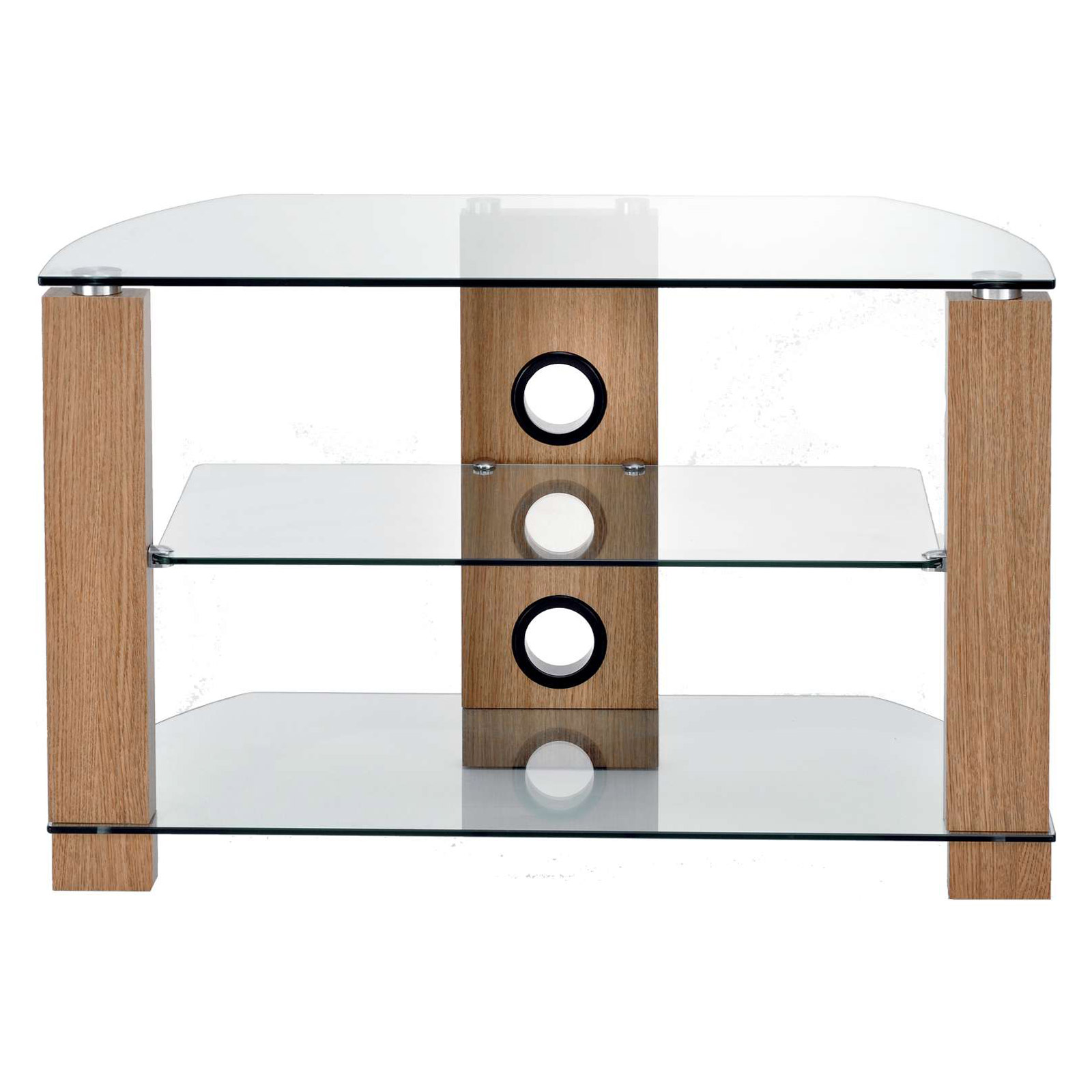 TTAP L630 1050 3O Vision 1050mm TV Stand in Light Oak with Clear Glass