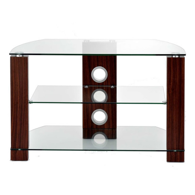 Image of TTAP L630 1050 3W Vision 1050mm TV Stand in Walnut with Clear Glass