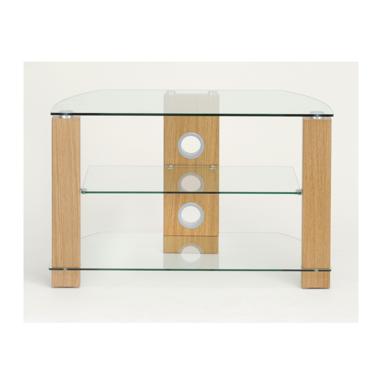 Image of TTAP L630 600 3OC Vision 600mm TV Stand in Light Oak with Clear Glass