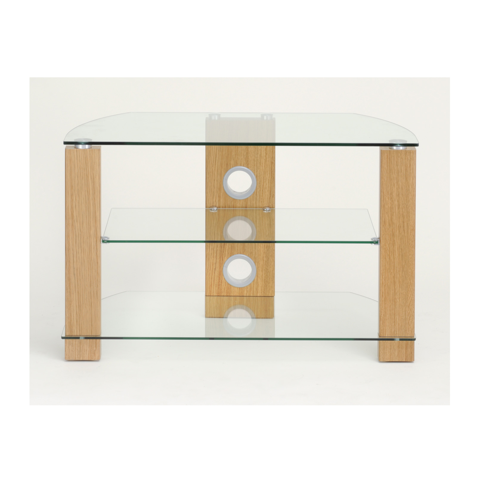 TTAP L630 800 3OC Vision 800mm TV Stand in Light Oak with Clear Glass
