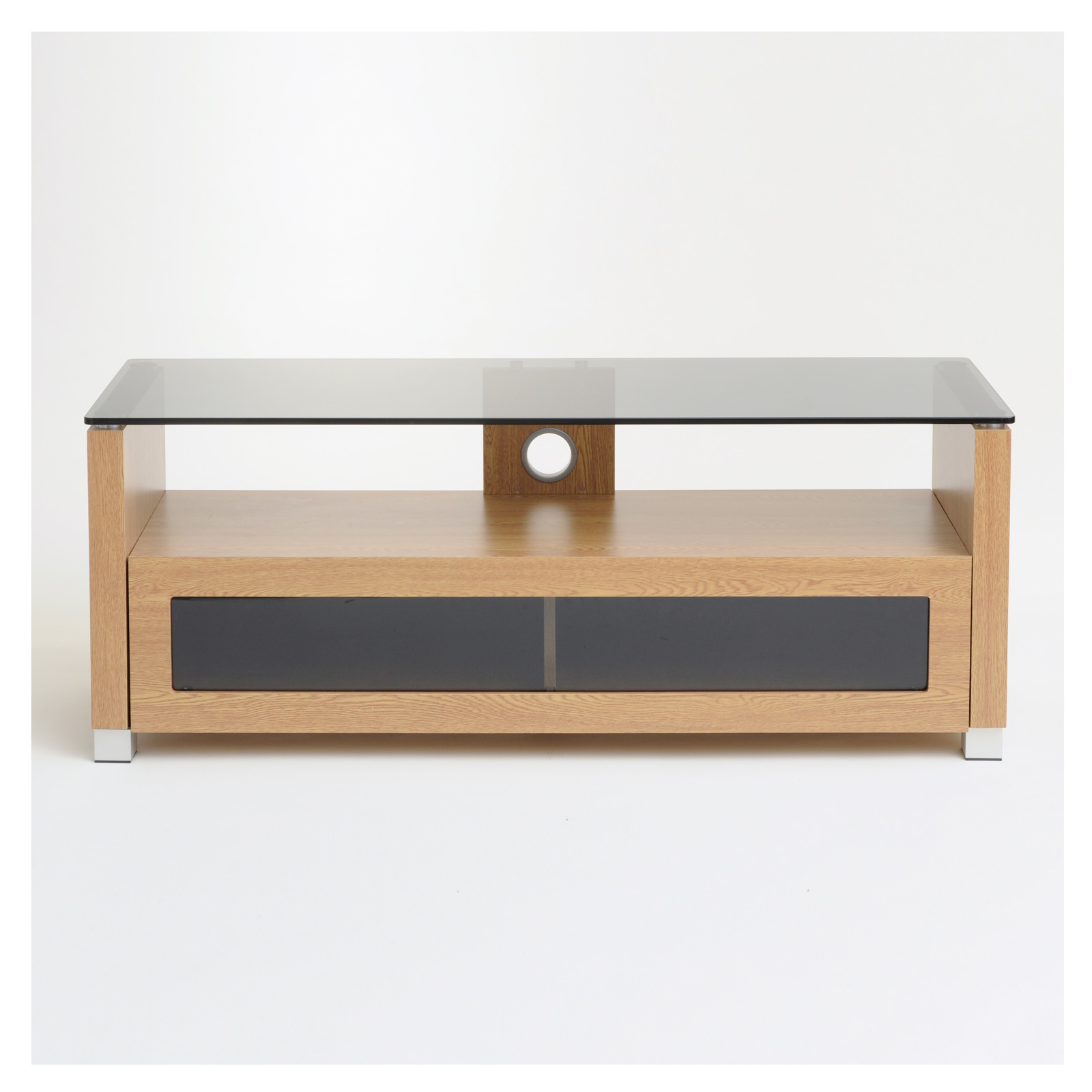 TTAP L642 1050 3O Elegance 1050mm TV Stand in Light Oak with Tinted Gl