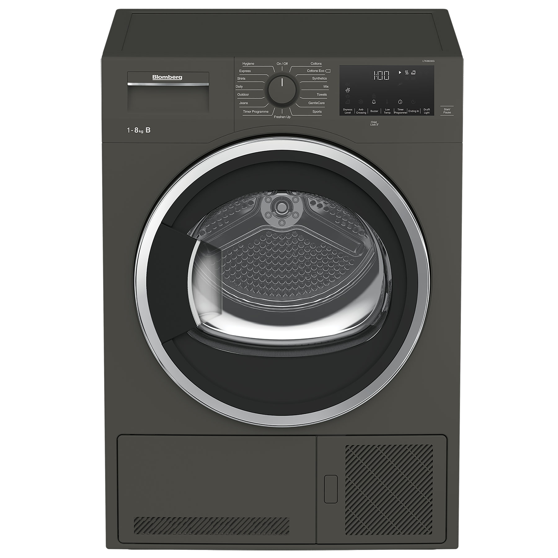 Blomberg LTK38030G 8kg Condenser Dryer in Graphite B Rated Sensor