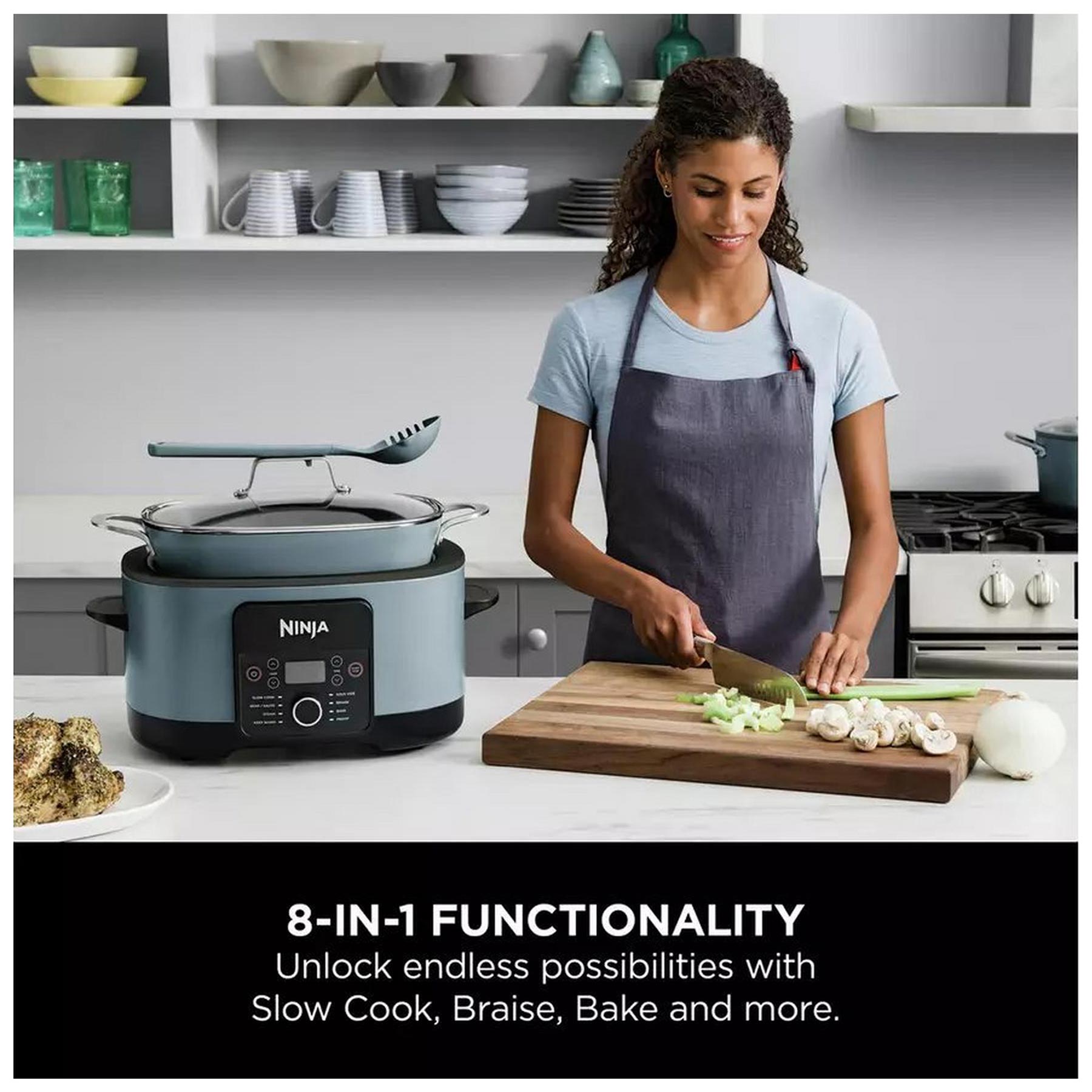 Ninja Foodi PossibleCooker 8-in-1 Multi-Cooker & Slow Cooker - Sea Salt Grey/Blue, MC1001UK, photo 2