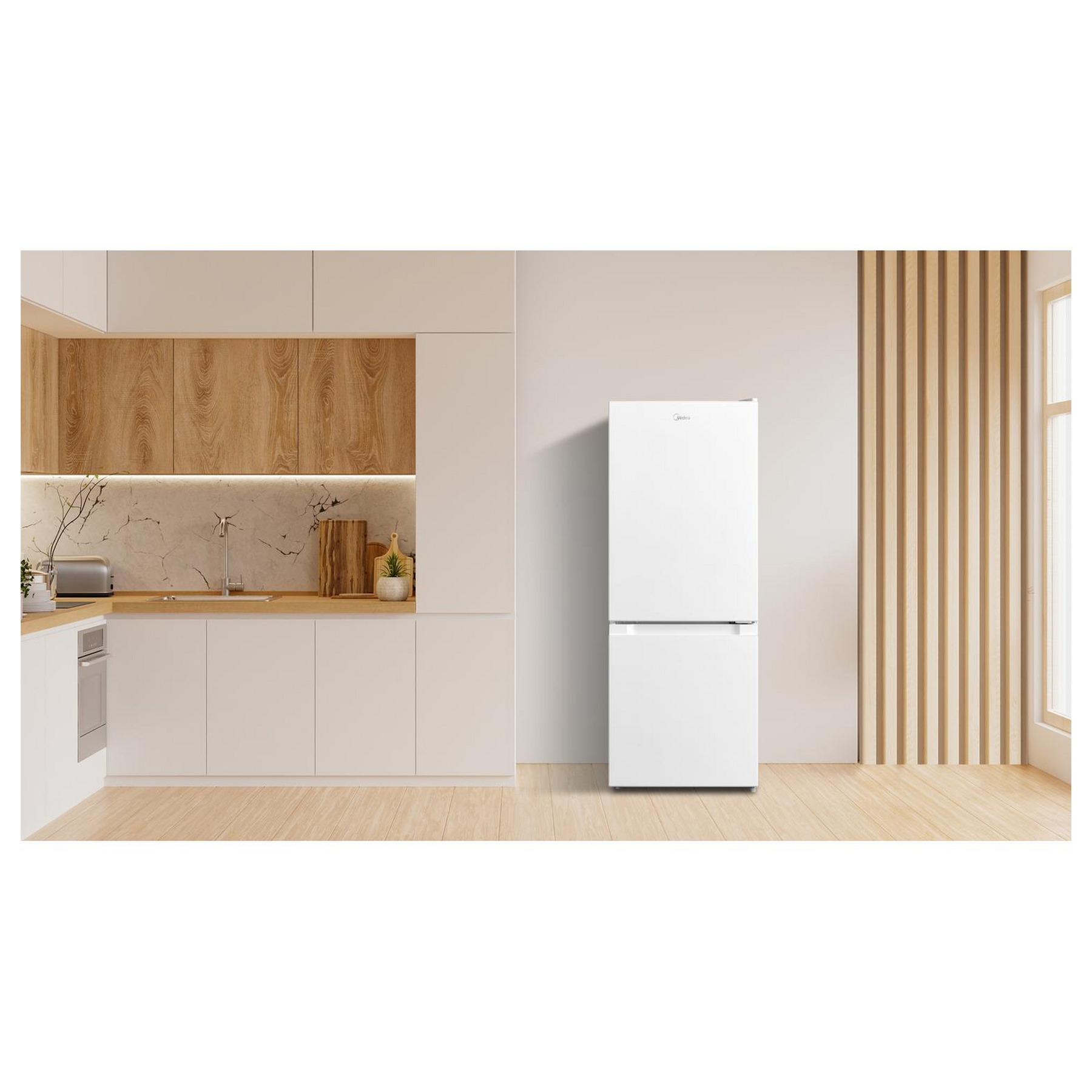 Midea MDRB202FGE01 124cm High 60 40 Fridge Freezer in White 47cm Wide, photo 3