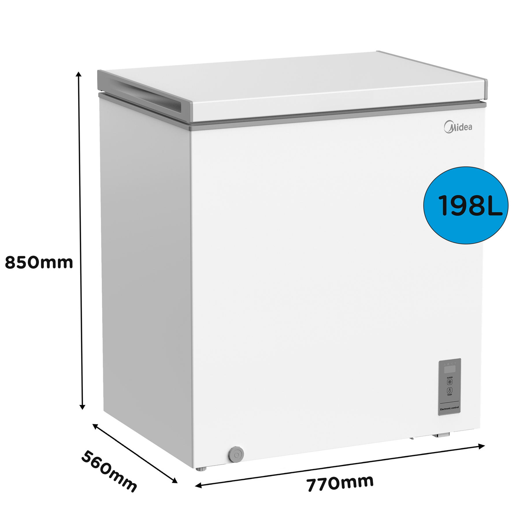 Midea MDRC284FZE01 77cm Chest Freezer in White 198 Litres 0 85m, photo 5
