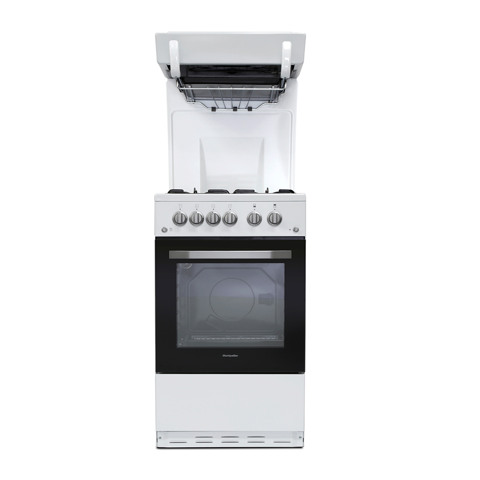 Image of Montpellier MEL50W 50cm Single Oven Gas Cooker in White Eye Level Gril