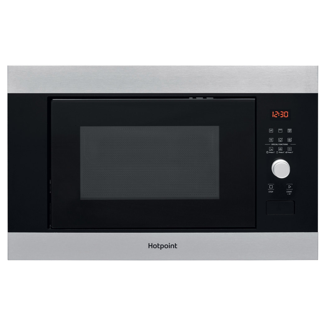 Hotpoint MF25GIXH Built In Microwave Oven Grill in St Steel 900W 25L