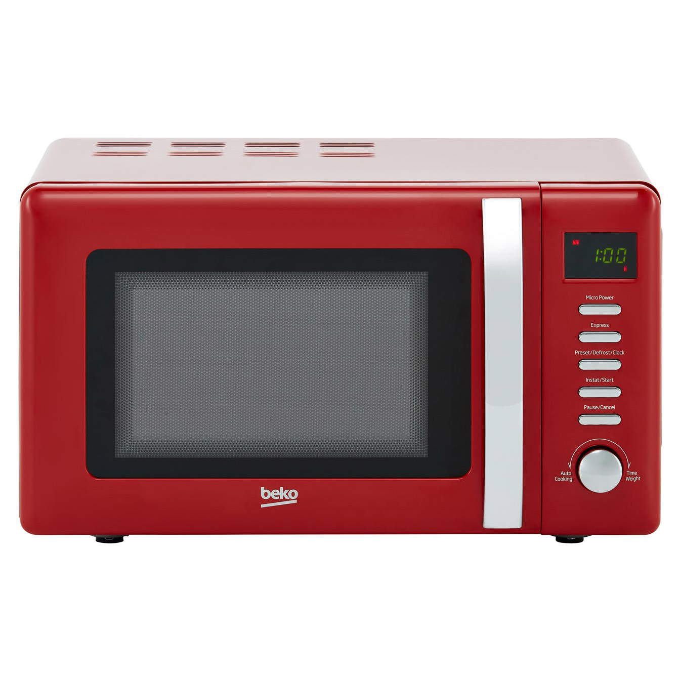 Beko MOC20200R Retro Style Microwave Oven in Red, 20 Litre 800W