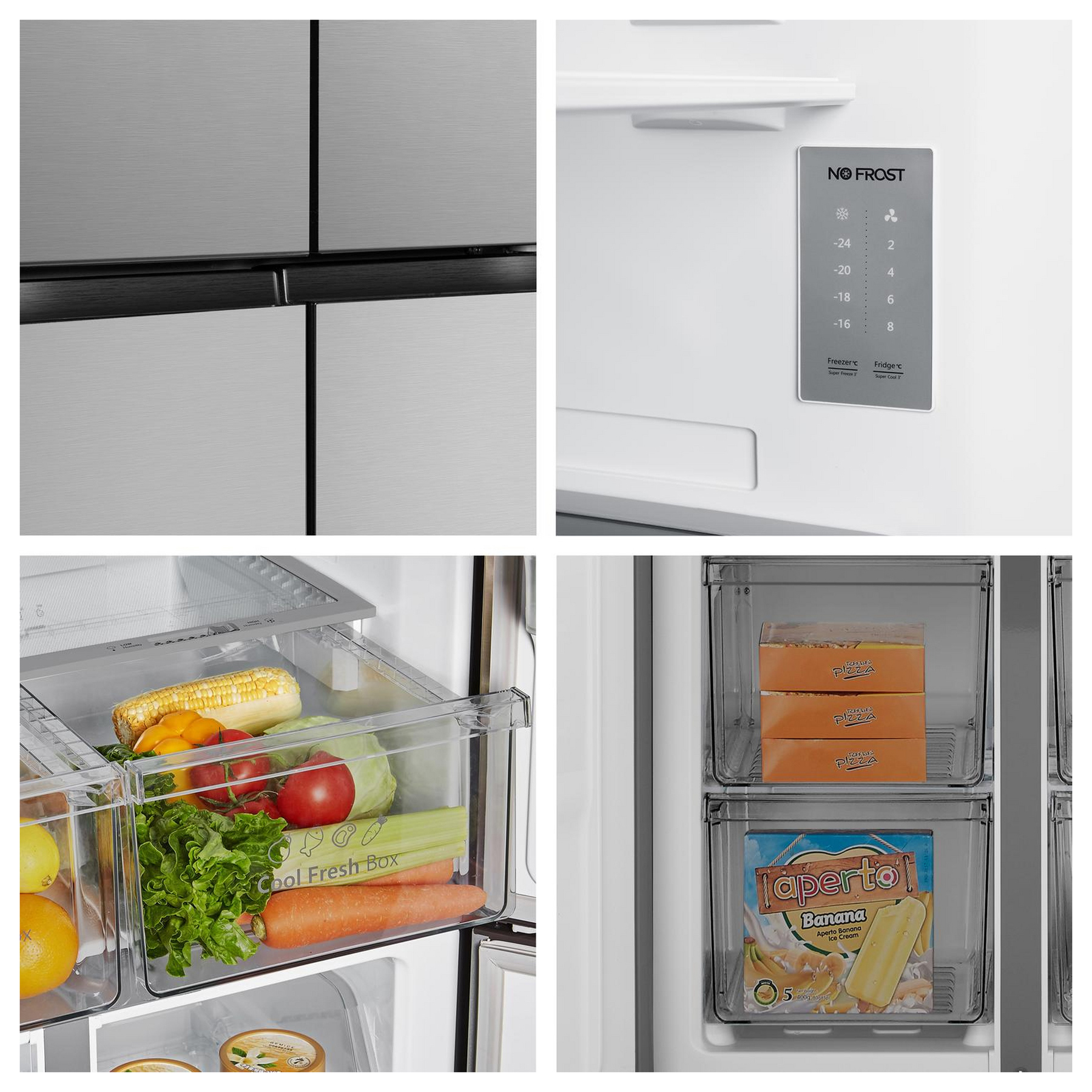 Fridgemaster MQ79395ES American Fridge Freezer in Silver Frost Free, photo 2