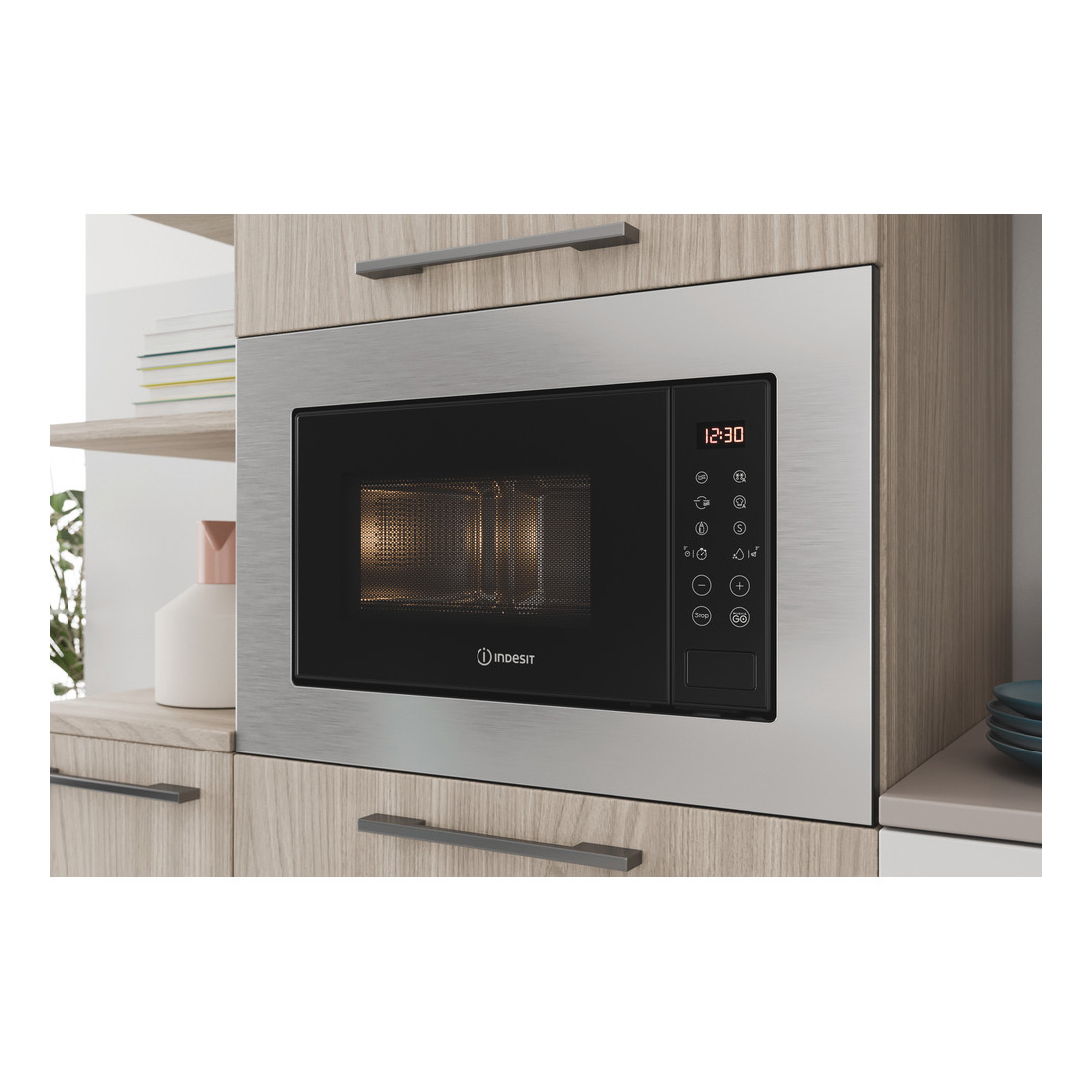 Indesit MWI120GXUK Built In Microwave Oven Grill in St Steel 20L 800W, photo 5