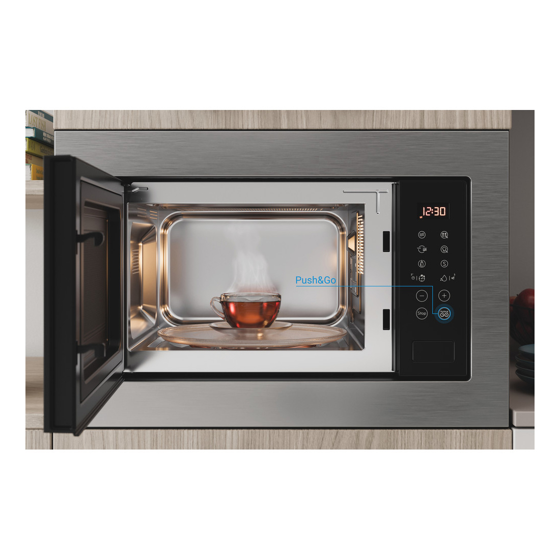 Indesit MWI125GXUK Built In Microwave Oven Grill in St Steel 25L 900W, photo 3