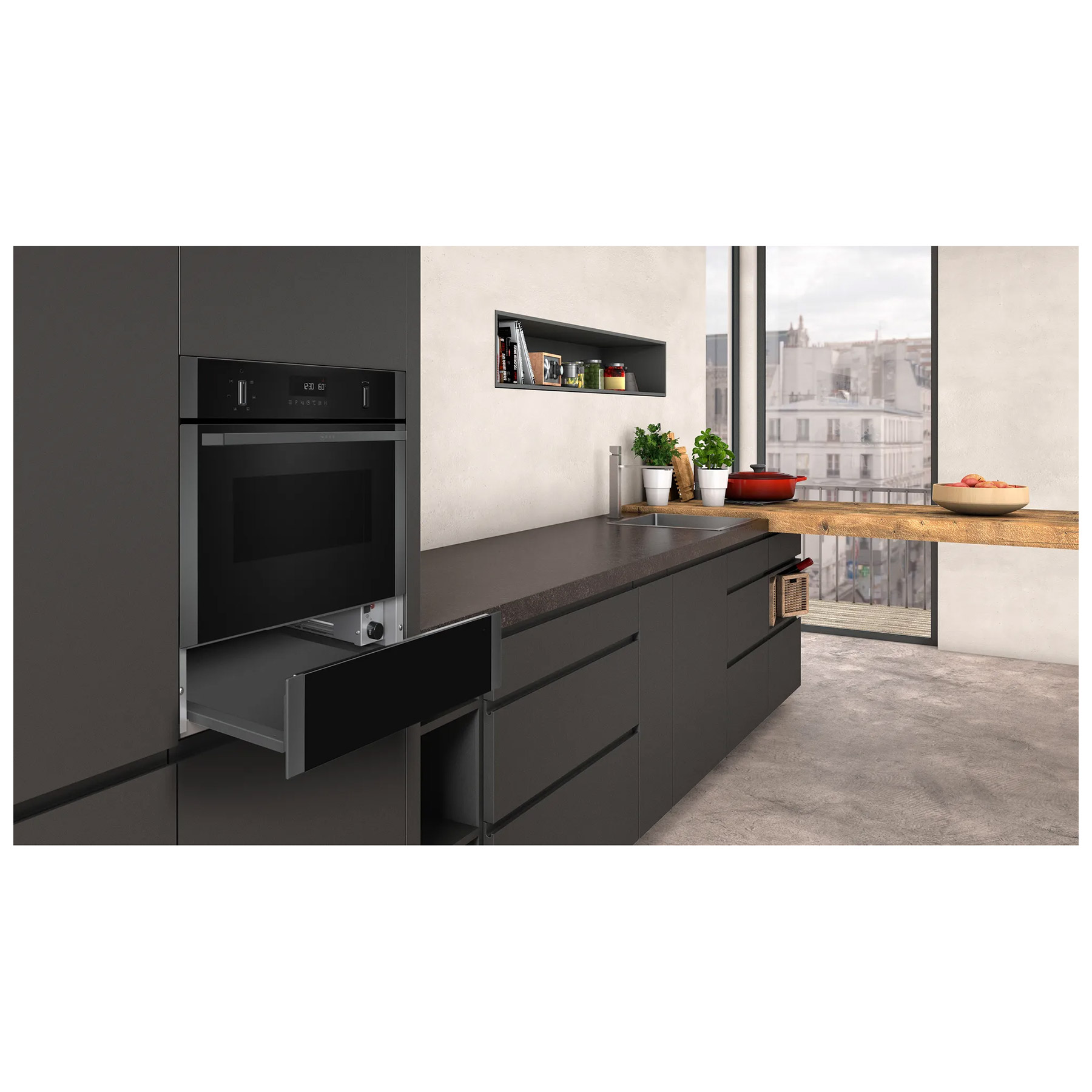 Neff N1AHA01G0B N50 Built In 14cm Warming Drawer in Black with Graphit, photo 3